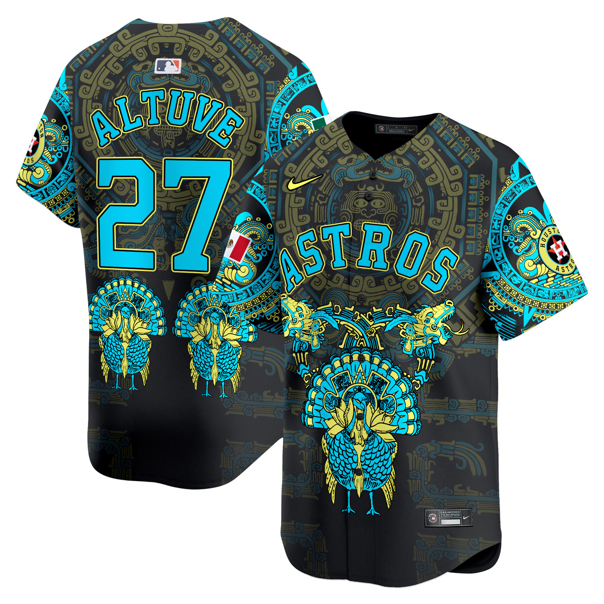 Men JosÈ Altuve Houston Astros Mexico Aztec Vapor Premier Limited Jersey - Printed