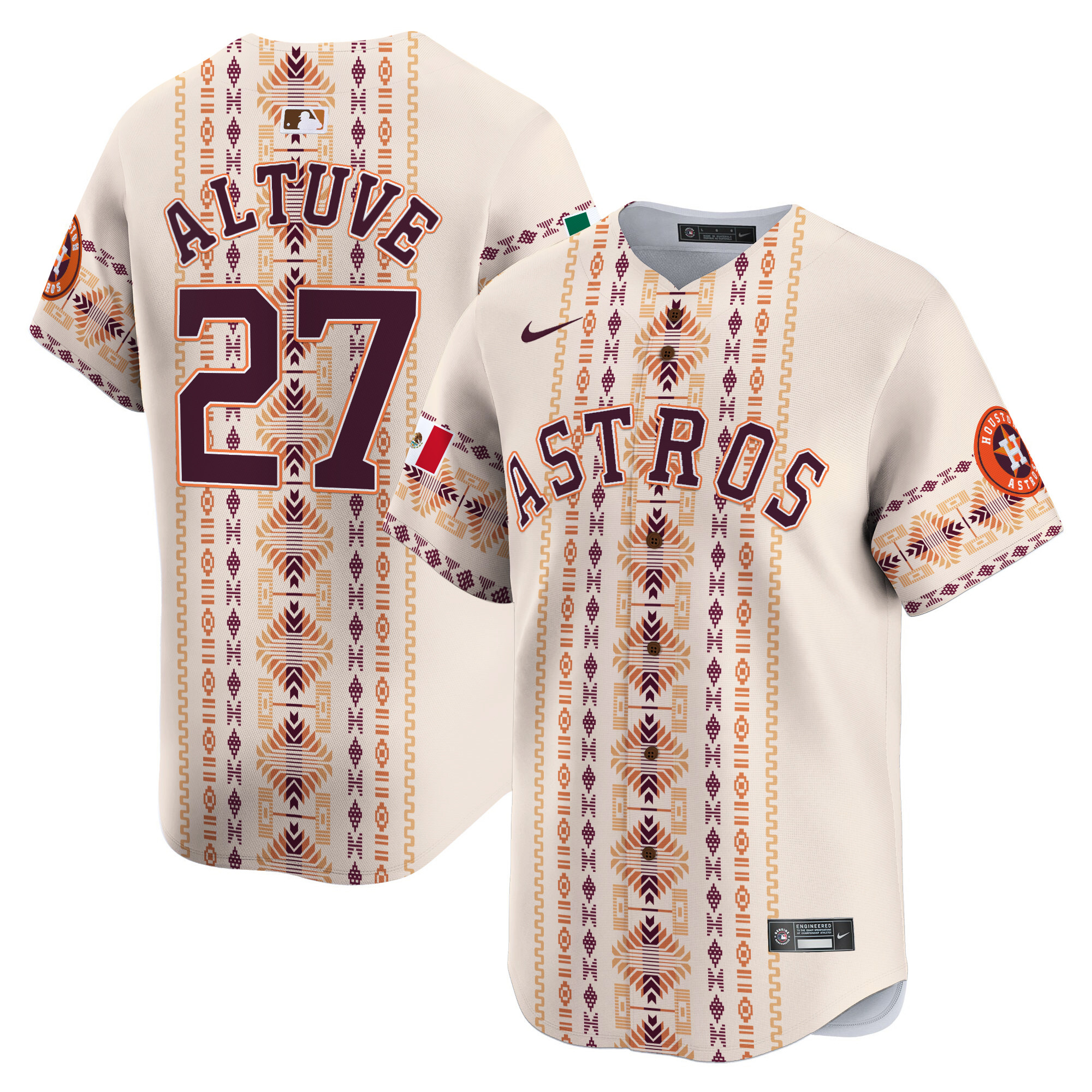 Men JosÈ Altuve Houston Astros Mexico Traditional Style Vapor Premier Limited Jersey - Printed