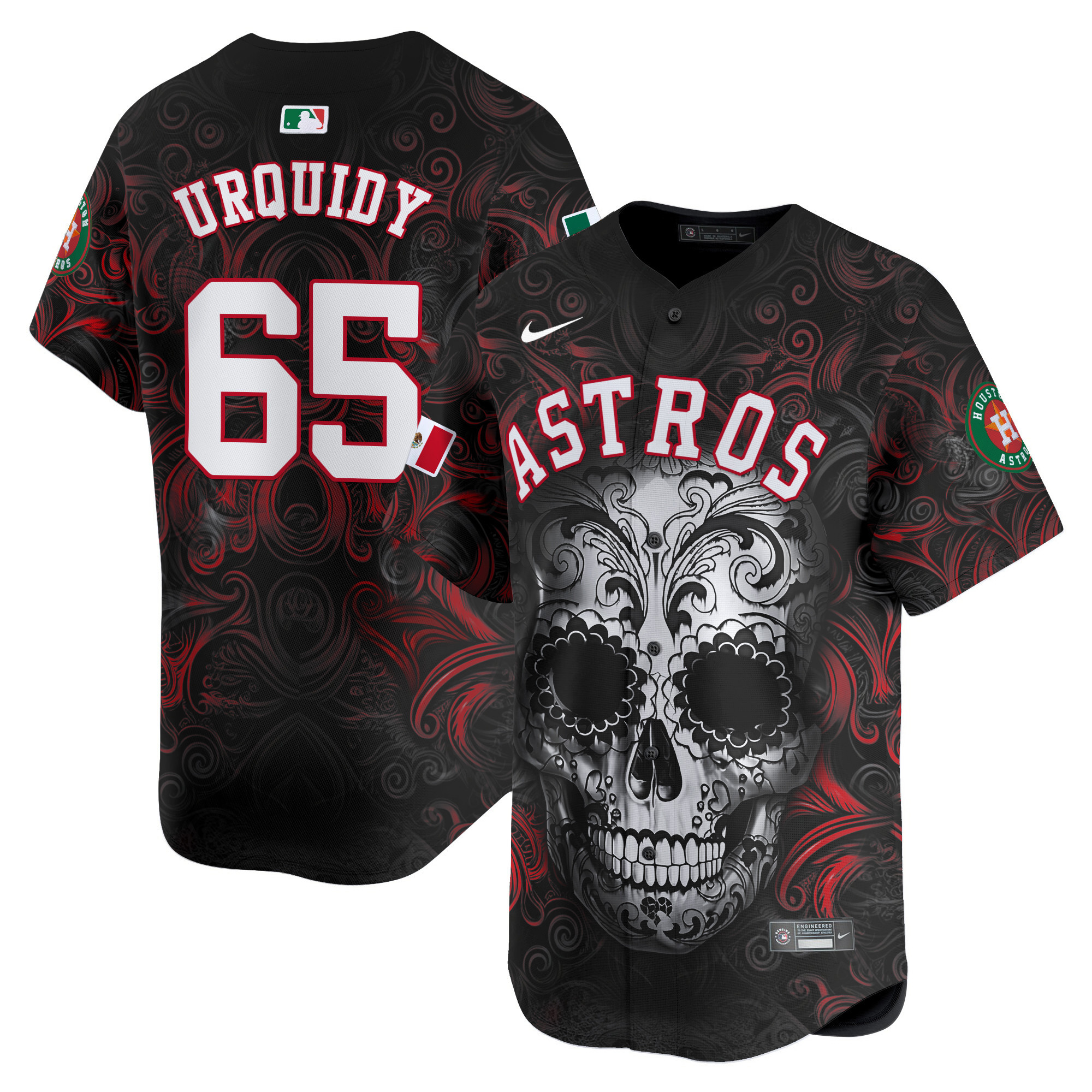Men Jose Urquidy Houston Astros Mexico Dia de los Muertos Vapor Premier Limited Jersey - Printed