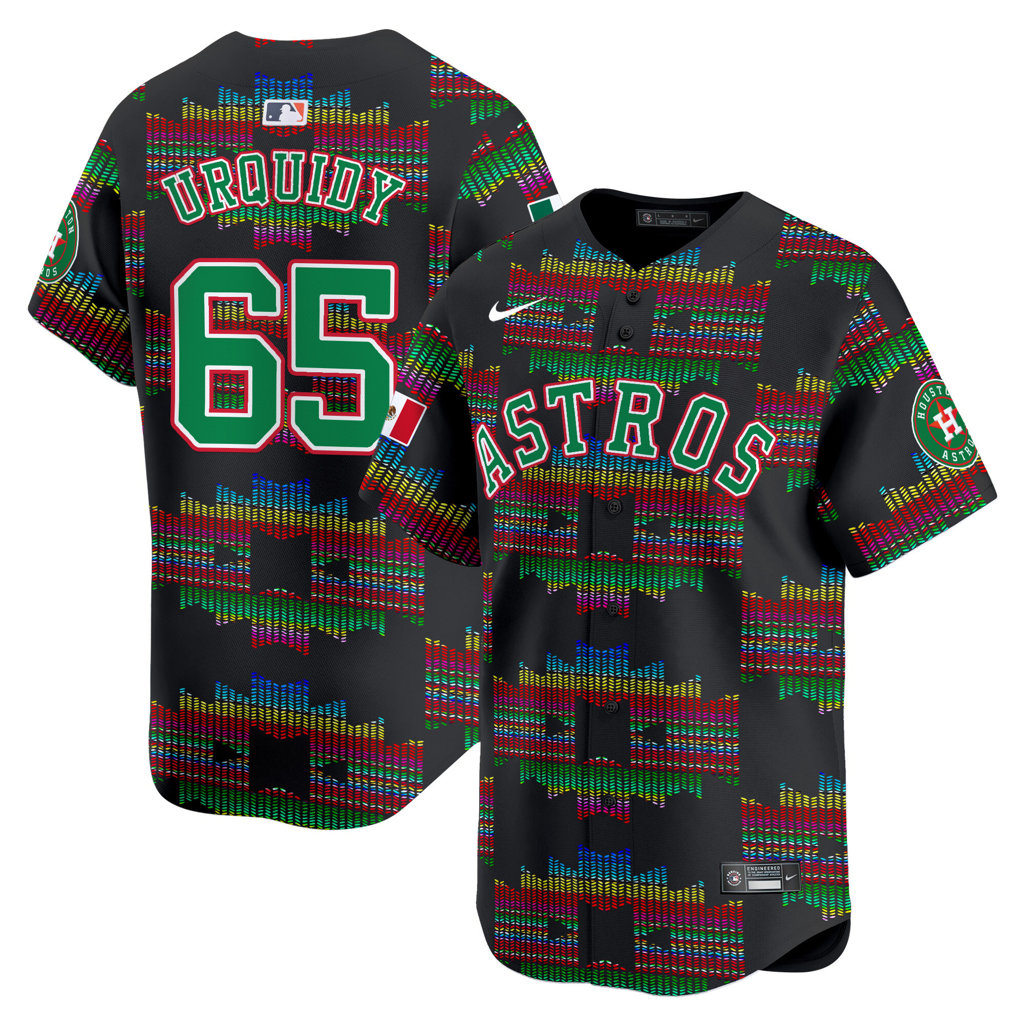 Men Jose Urquidy Houston Astros Mexico Serape Style Vapor Premier Limited Jersey - Printed