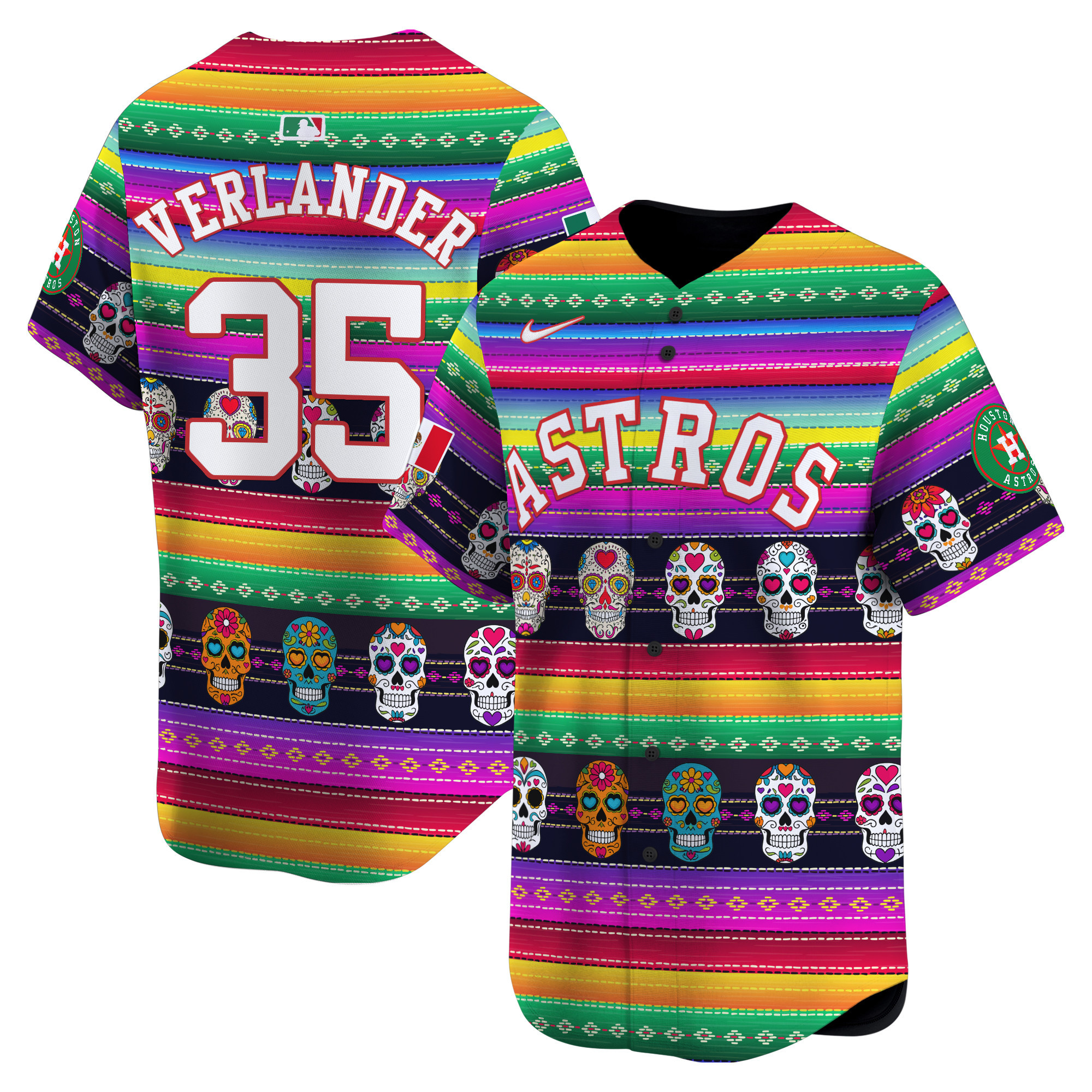 Men Justin Verlander Houston Astros Mexican Serape Sugar Skull Vapor Premier Limited Jersey - Printed