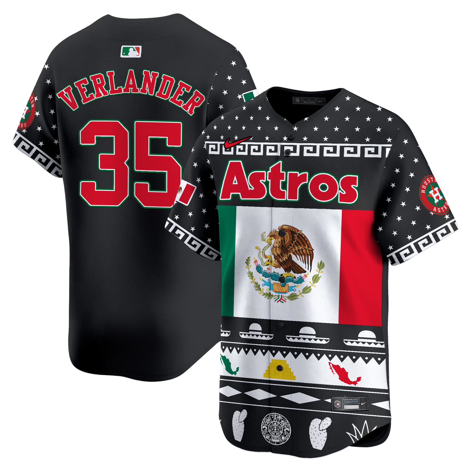 Men Justin Verlander Houston Astros Mexico Aztec Vapor Premier Limited Jersey V2 - Printed