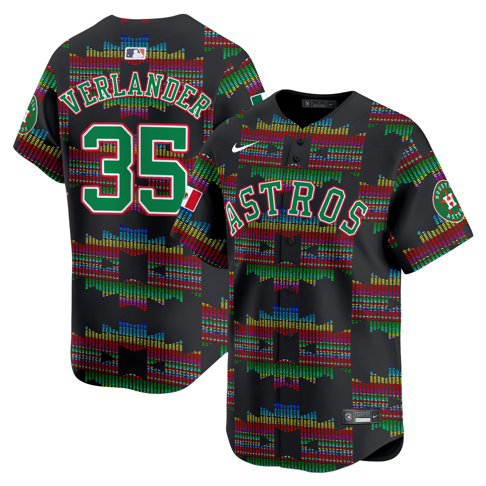Men Justin Verlander Houston Astros Mexico Serape Style Vapor Premier Limited Jersey - Printed