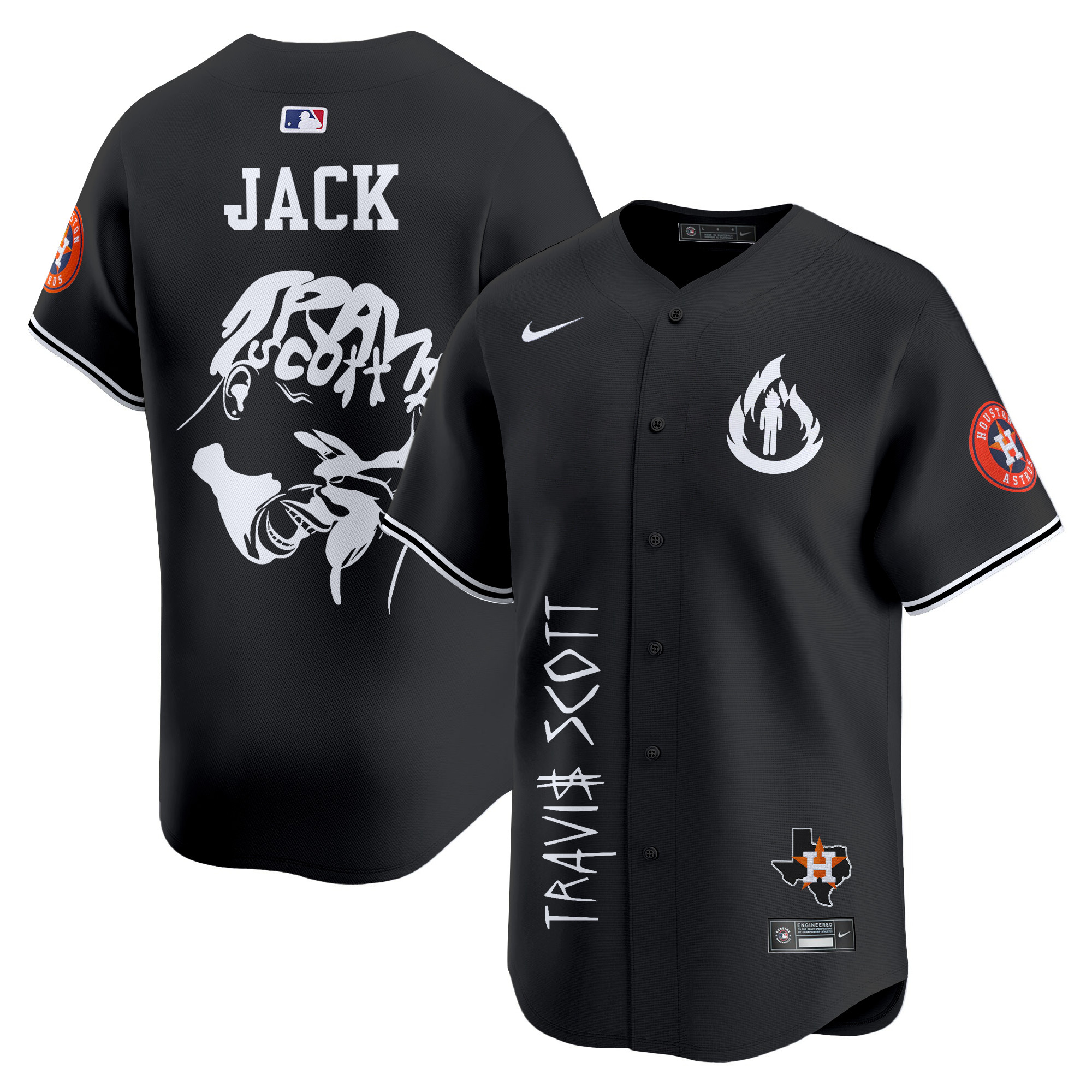 Men La Flame Houston Astros Travis Scott Vapor Premier Limited Jersey - Printed