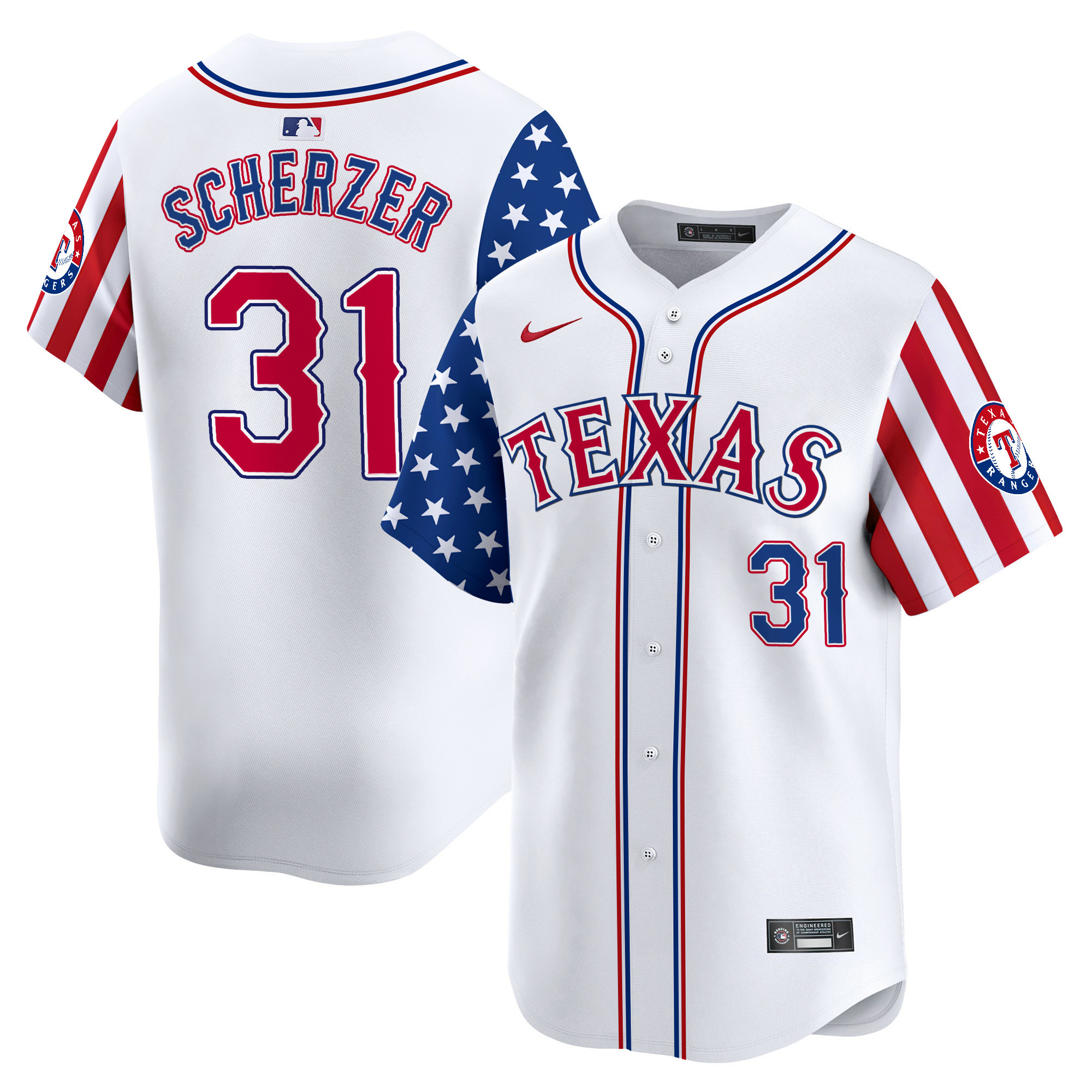 Men Max Scherzer Texas Rangers 2024 Independence Day Vapor Premier Limited Jersey V2 - All Stitched