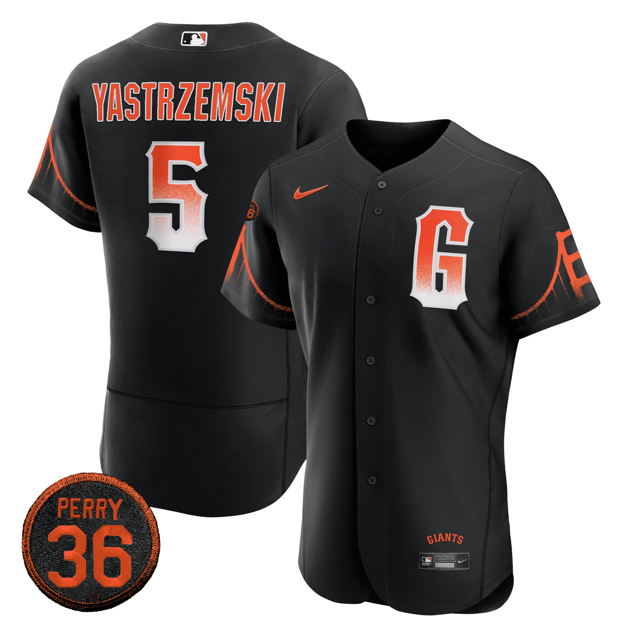 Men Mike Yastrzemski San Francisco Giants 2023 Black City Connect #36 Gaylord Perry Patch Jersey - All Stitched