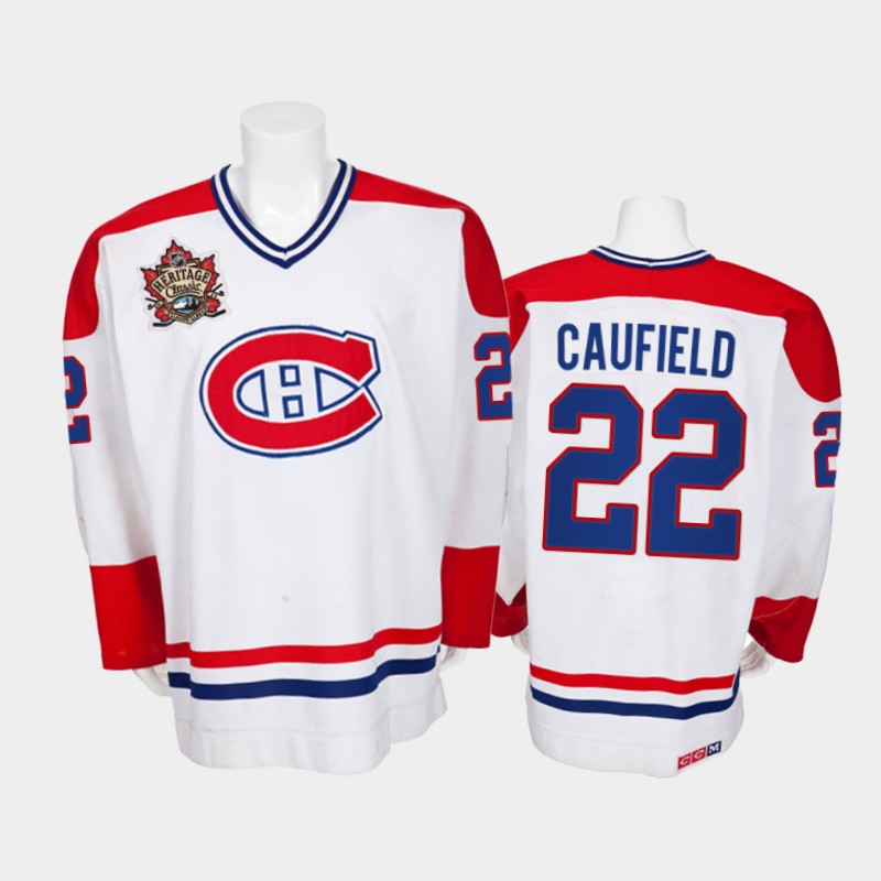 Men Montreal Canadiens Cole Caufield #22 Heritage Classic White Vintage Jersey