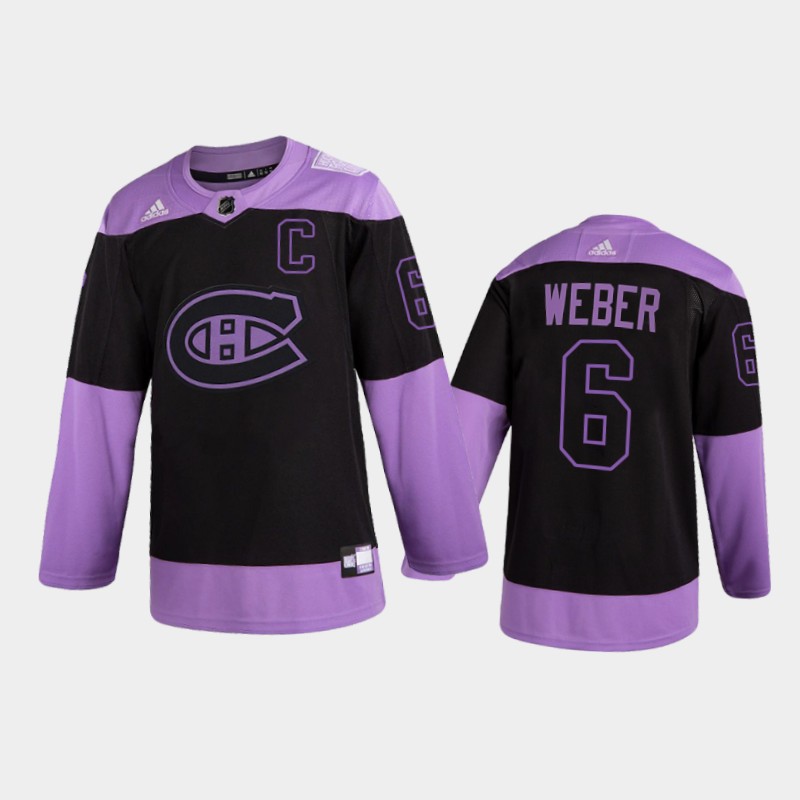 Men Montreal Canadiens Shea Weber #6 2021 Fights Cancer Night Purple Jersey