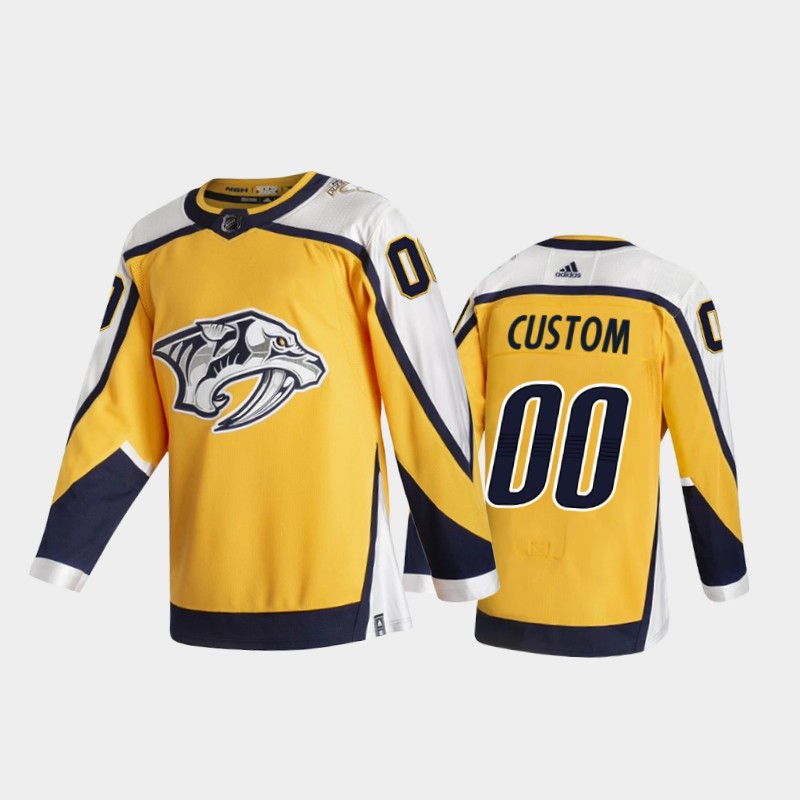 Men Nashville Predators Custom #00 Reverse Retro 2020-21 Gold Special Edition Jersey