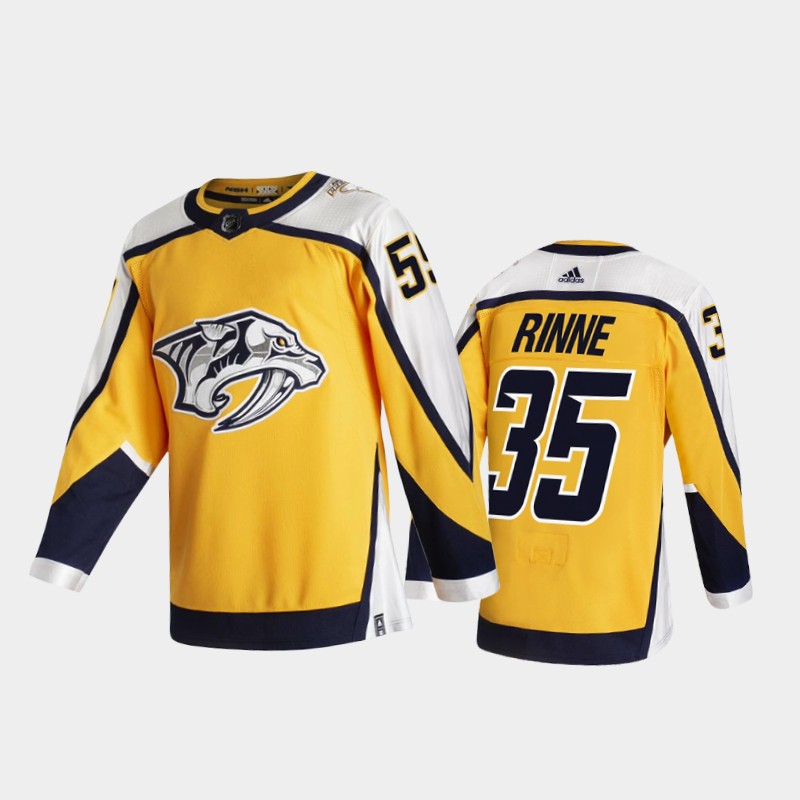 Men Nashville Predators Pekka Rinne #35 Reverse Retro 2020-21 Gold Jersey