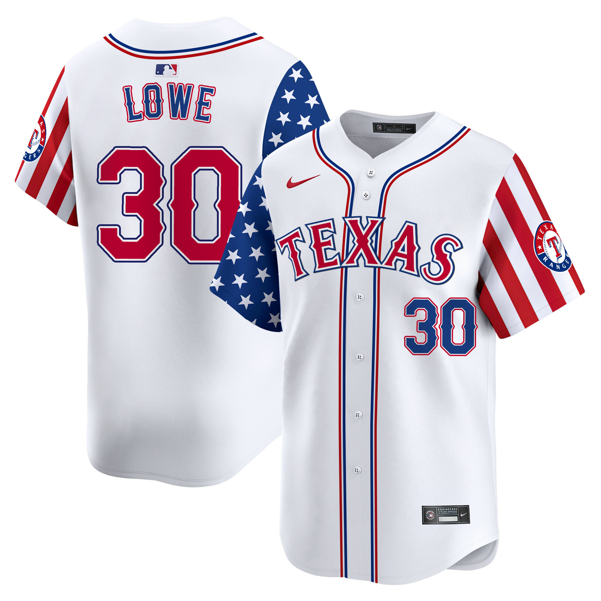 Men Nathaniel Lowe Texas Rangers 2024 Independence Day Vapor Premier Limited Jersey V2 - All Stitched