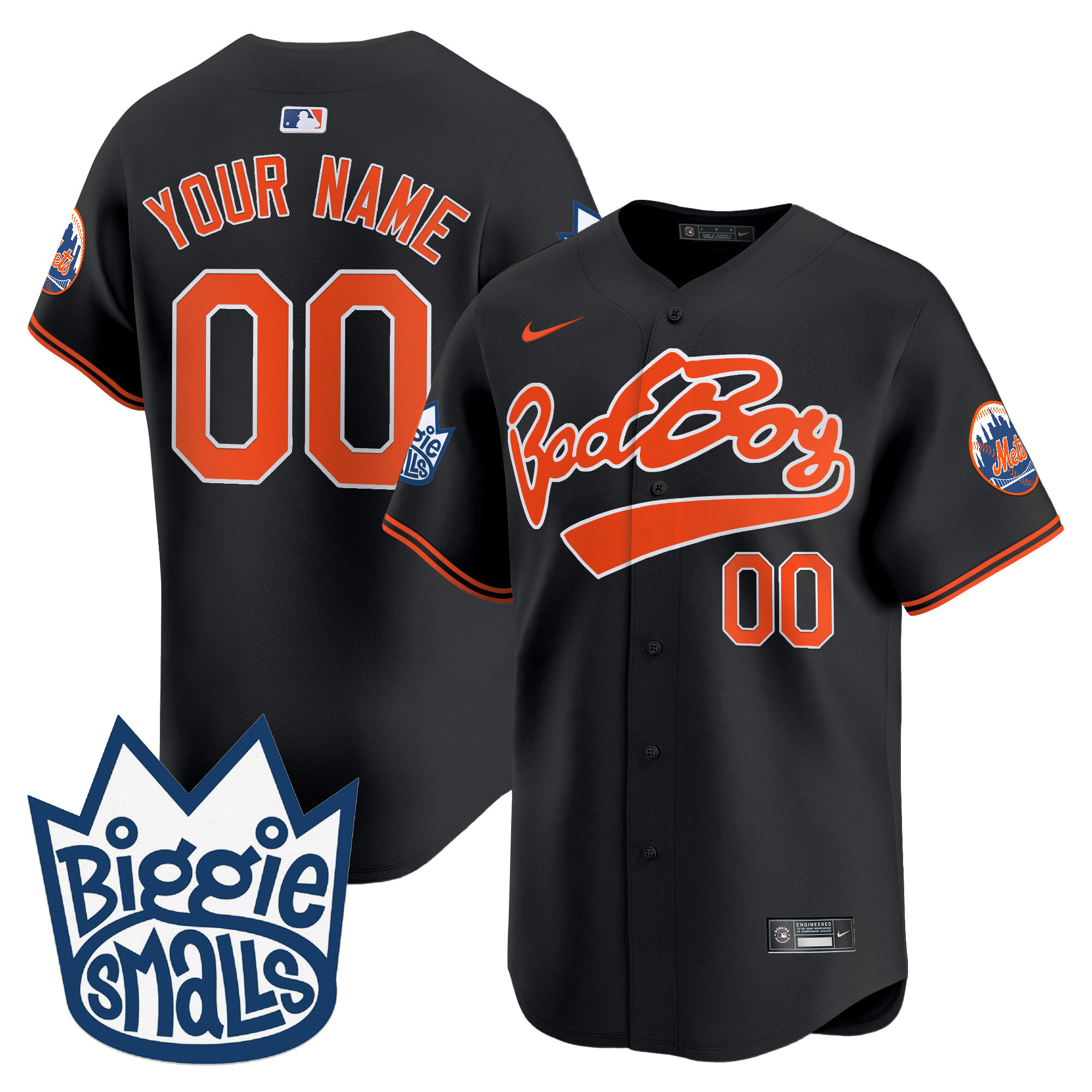 Men New York Mets Biggie Smalls Vapor Premier Limited Custom Black Jersey - All Stitched