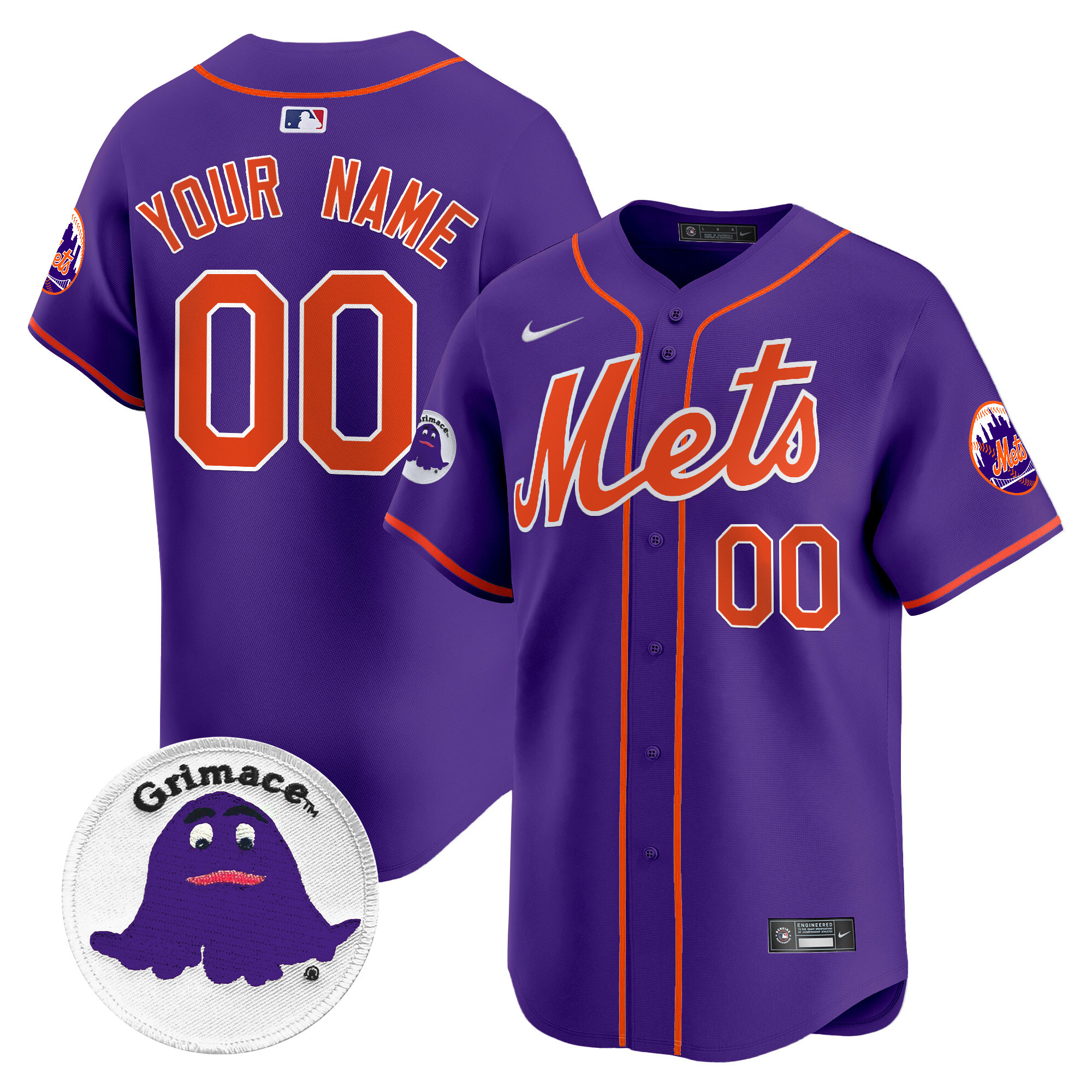 Men New York Mets Grimace Vapor Premier Limited Custom Purple Jersey - All Stitched