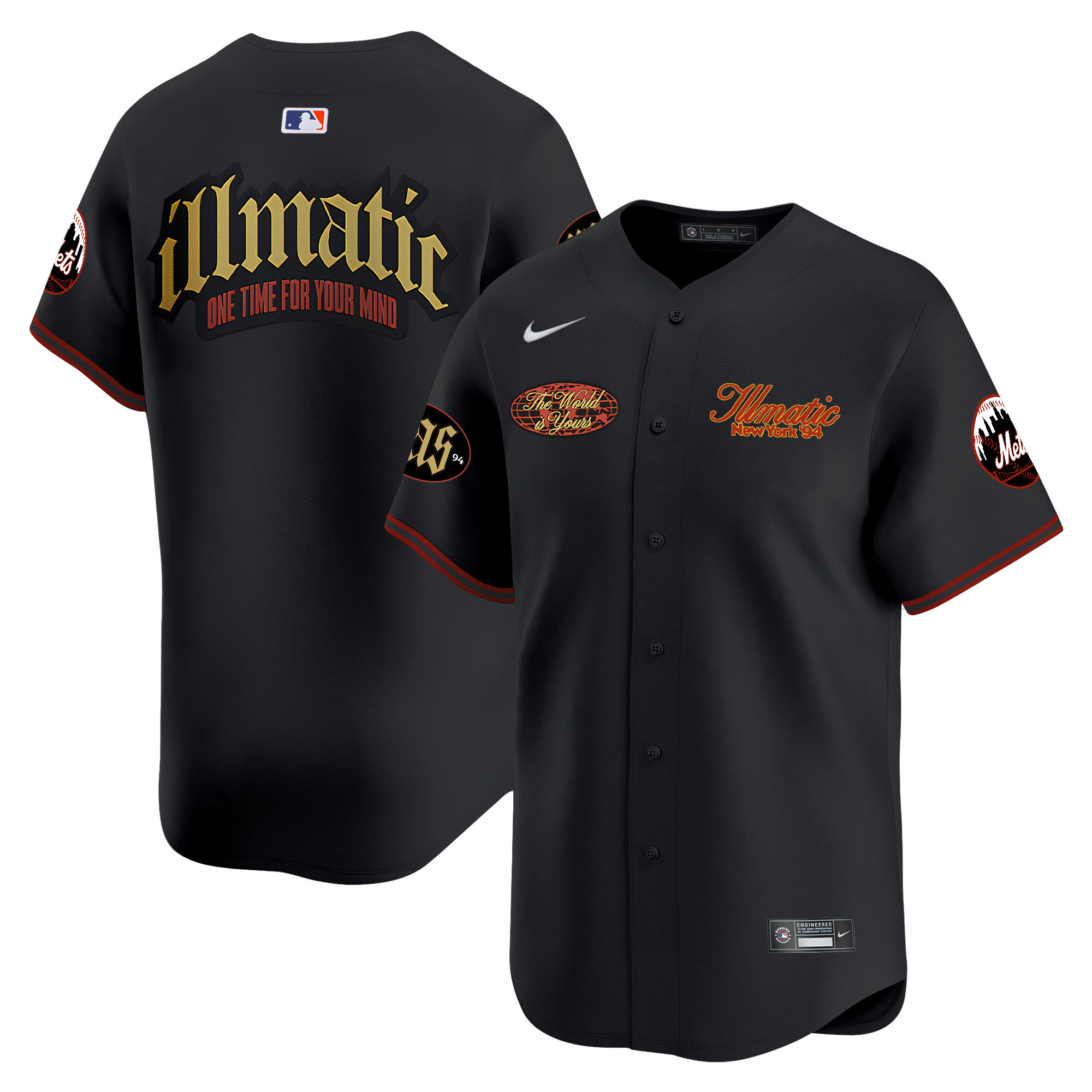 Men New York Mets Nas Illmatic Vapor Premier Limited Illmatic Jersey - Printed