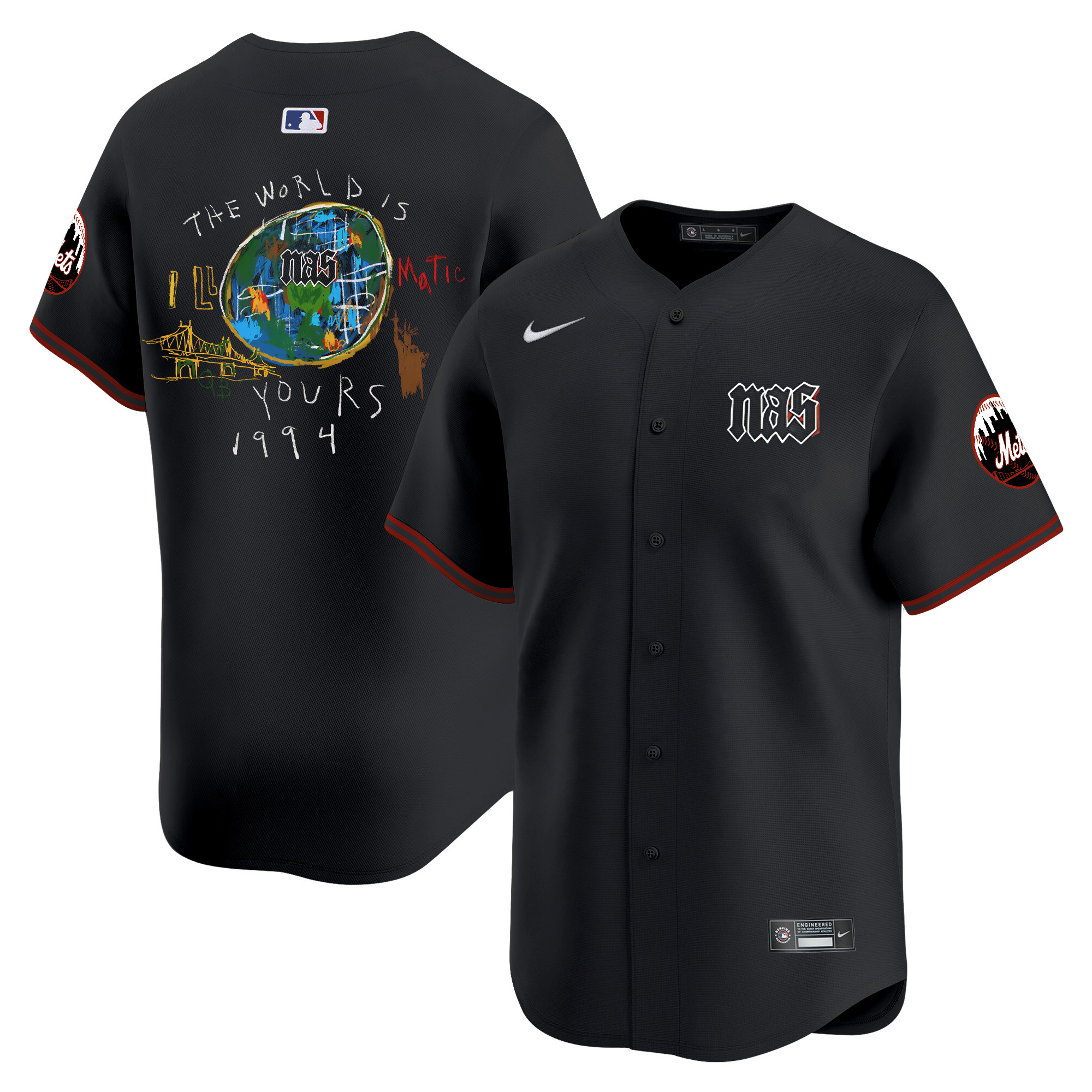 Men New York Mets Nas Illmatic Vapor Premier Limited The World Jersey - Printed