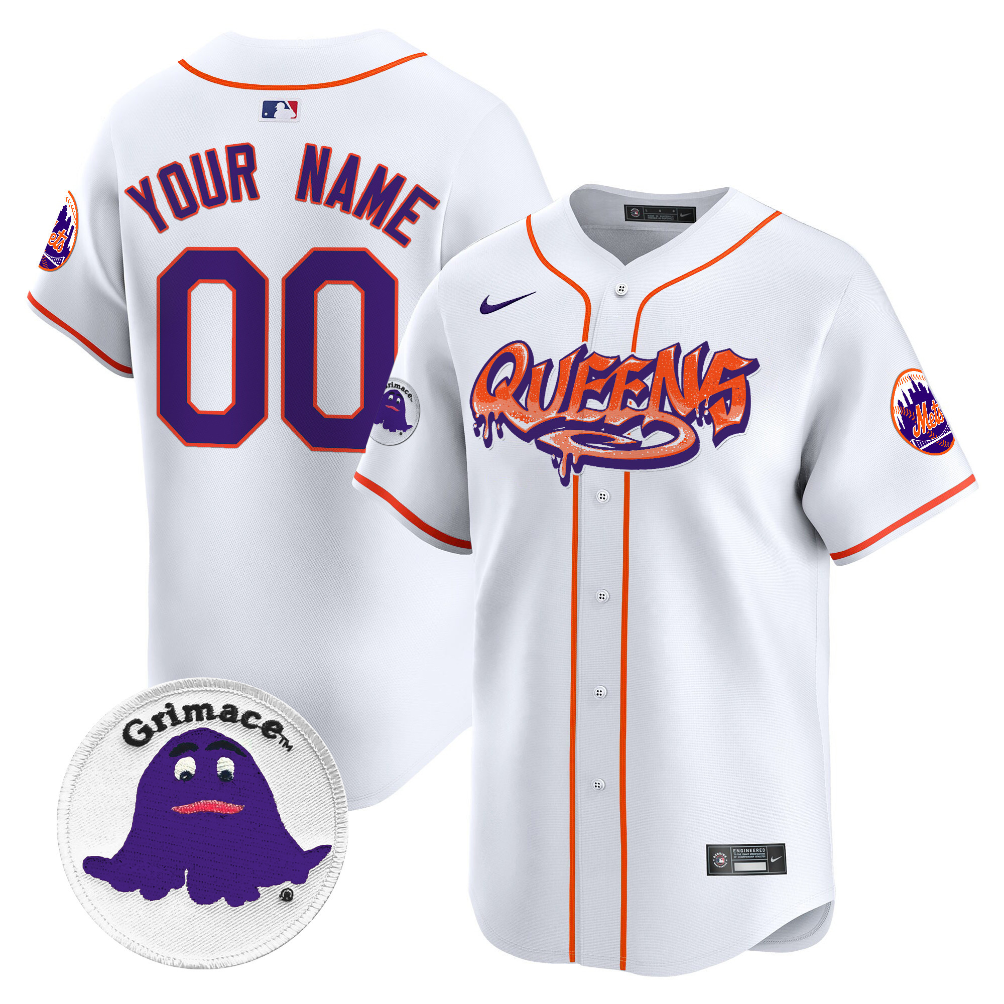 Men New York Mets Queens Graffiti Vapor Premier Limited Custom White Jersey - All Stitched