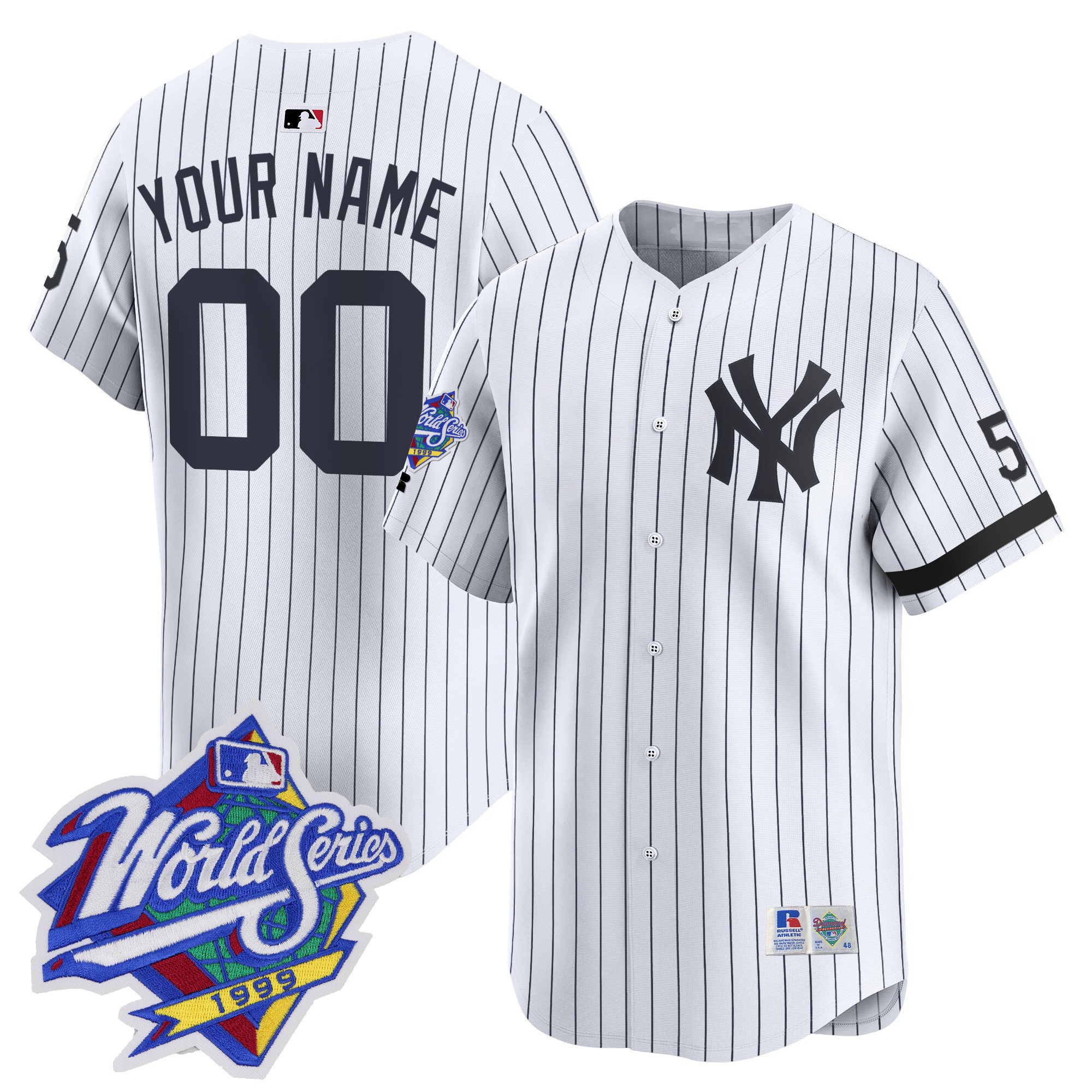 Men New York Yankees 1999 Throwback Joe DiMaggio Patch Vapor Premier Limited Custom Pinstripe Jersey - All Stitched