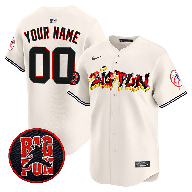 Men New York Yankees Big Pun Vapor Premier Limited Custom Cream Jersey - All Stitched