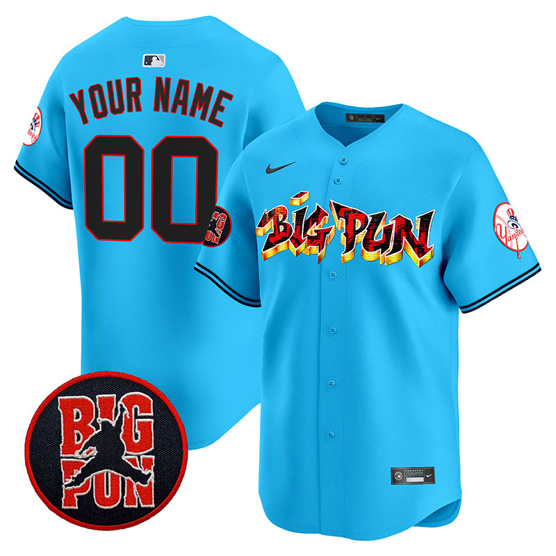 Men New York Yankees Big Pun Vapor Premier Limited Custom Light Blue Jersey - All Stitched