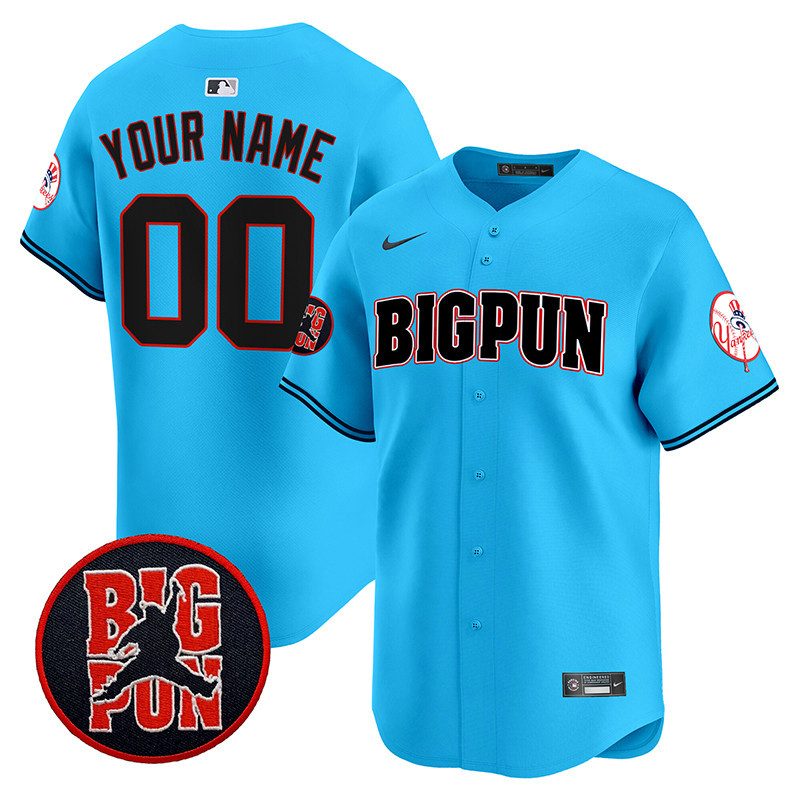 Men New York Yankees Big Pun Vapor Premier Limited Custom Light Blue Jersey V2 - All Stitched