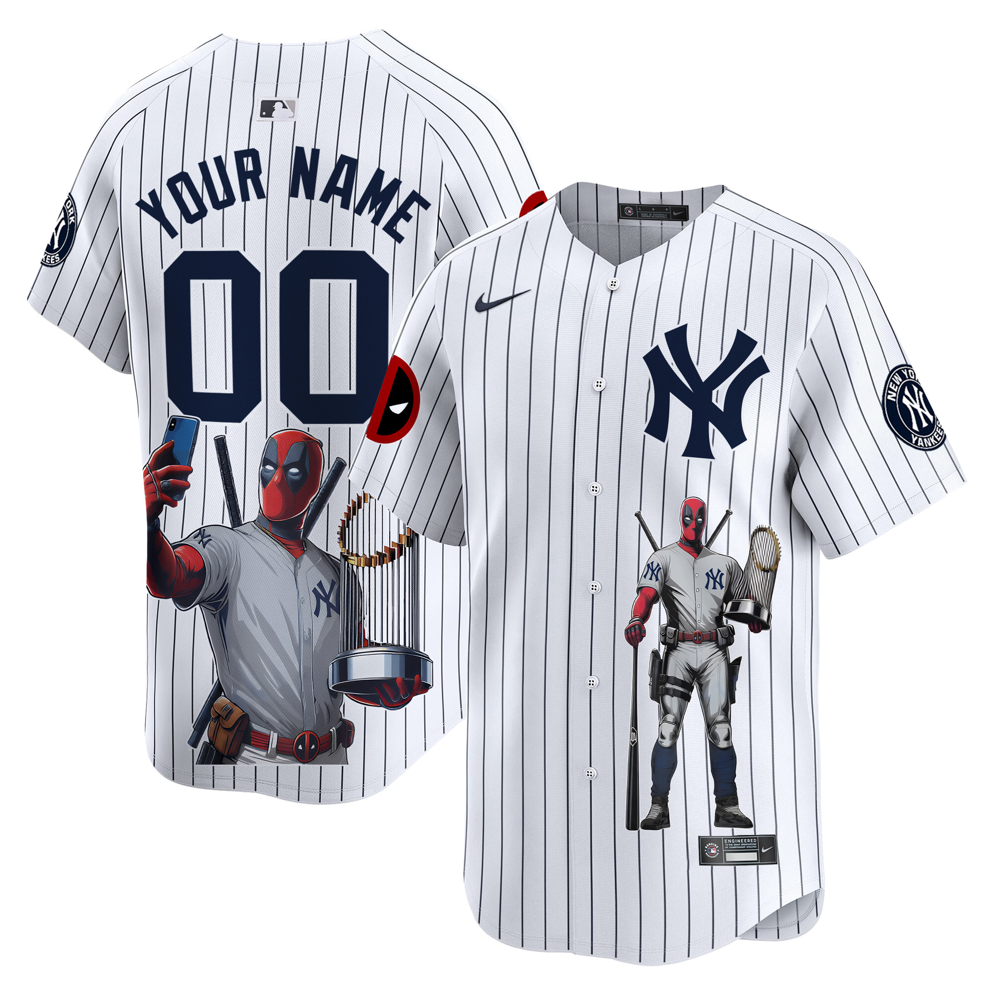Men New York Yankees Deadpool Premier Limited Custom White Jersey - Printed