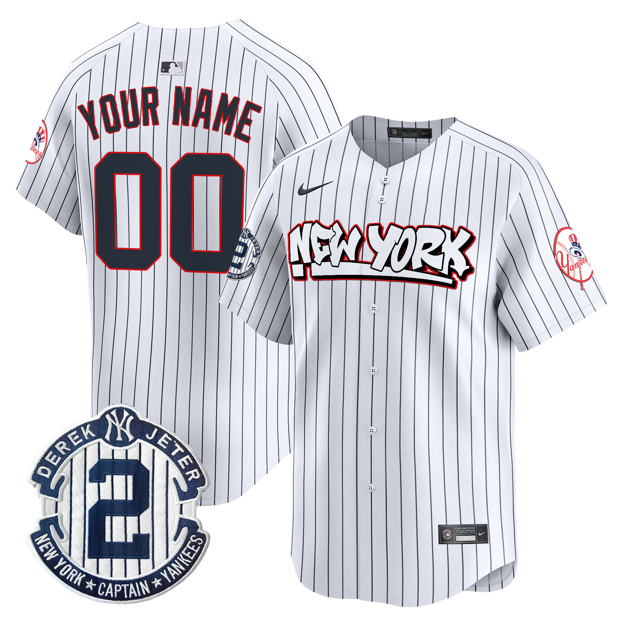Men New York Yankees Graffiti Vapor Premier Limited Custom Pinstripe Jersey V2 - All Stitched