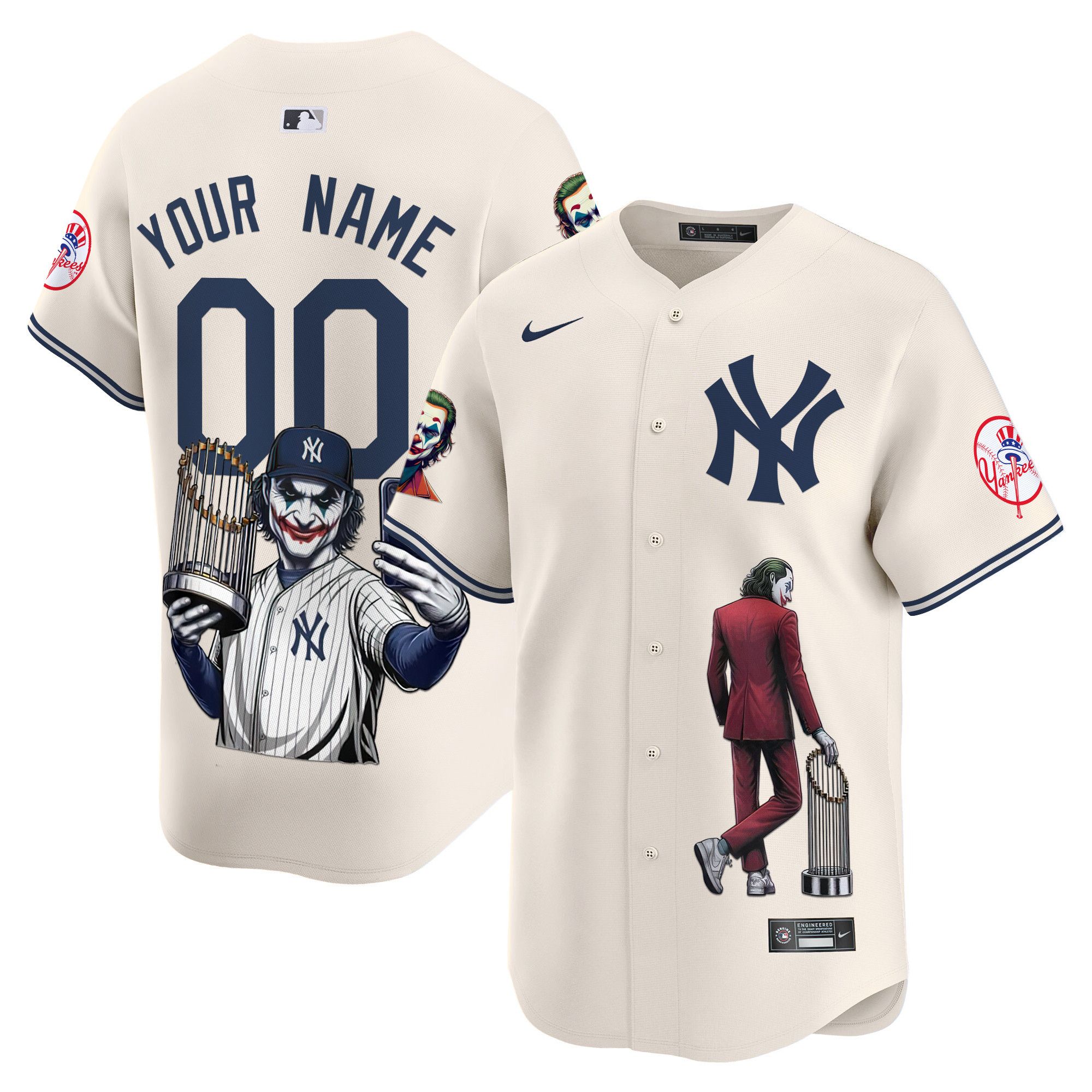 Men New York Yankees Joker Vapor Premier Limited Custom Cream Jersey - Printed
