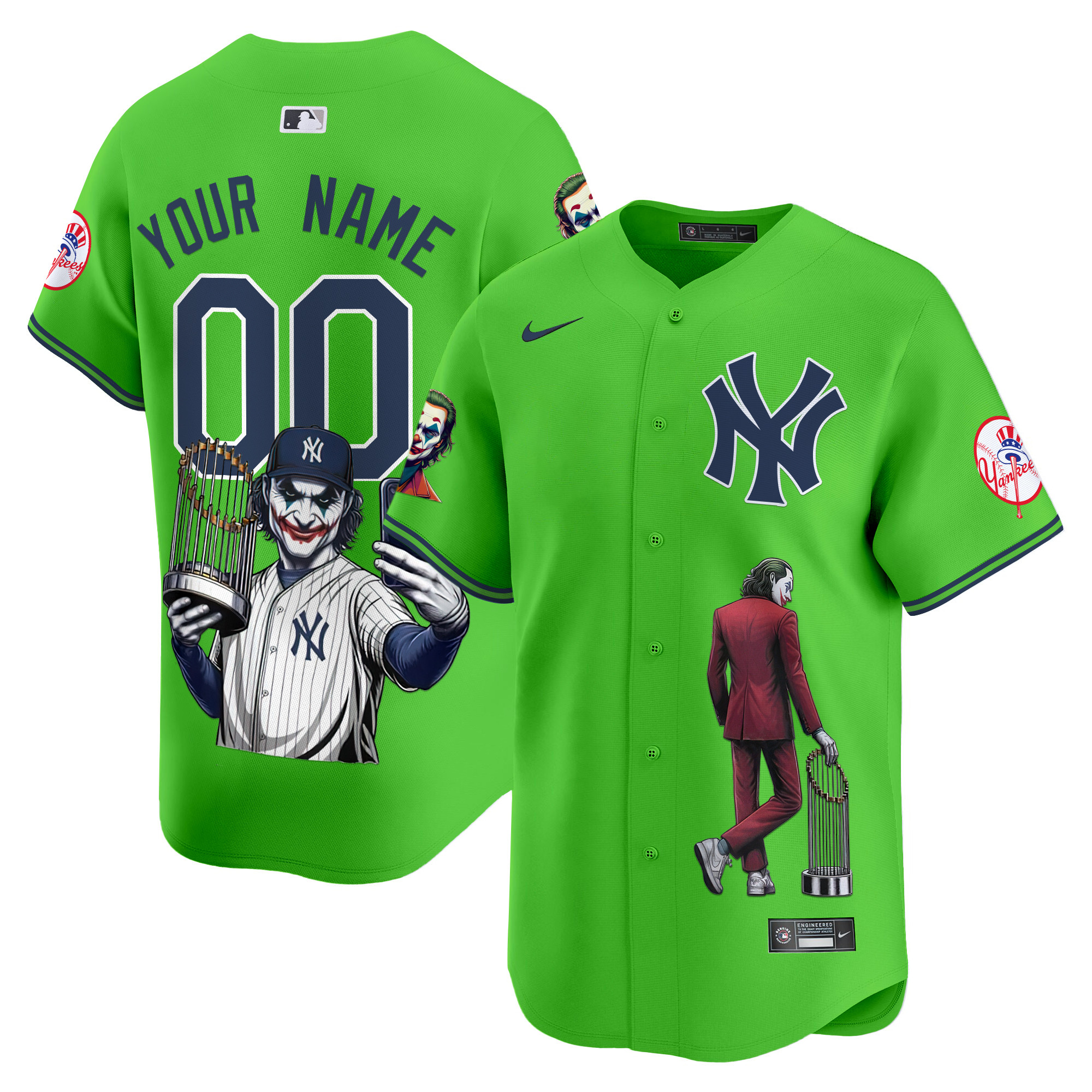 Men New York Yankees Joker Vapor Premier Limited Custom Green Jersey - Printed