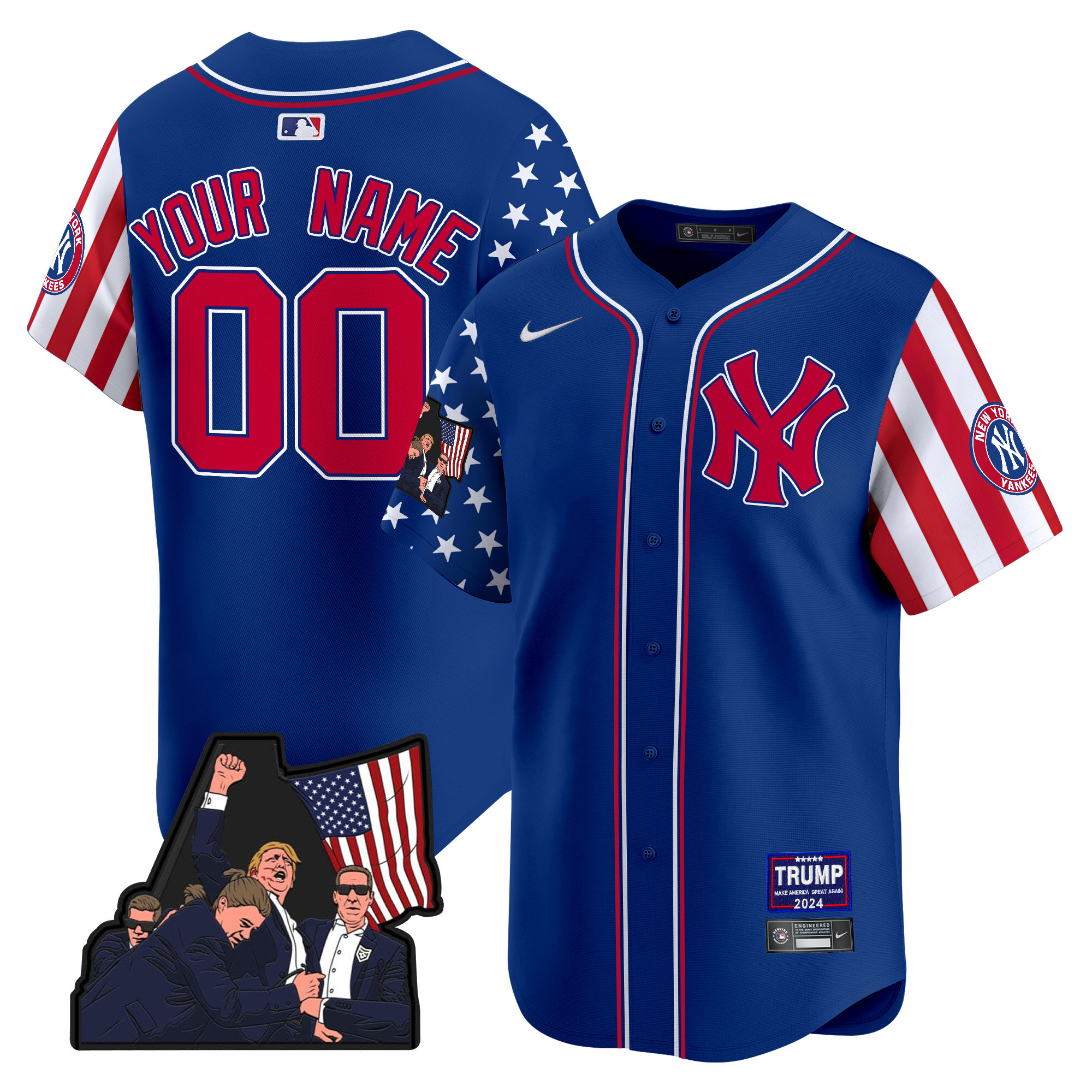 Men New York Yankees Make American Great Again Vapor Premier Limited Custom Royal Jersey - All Stitched