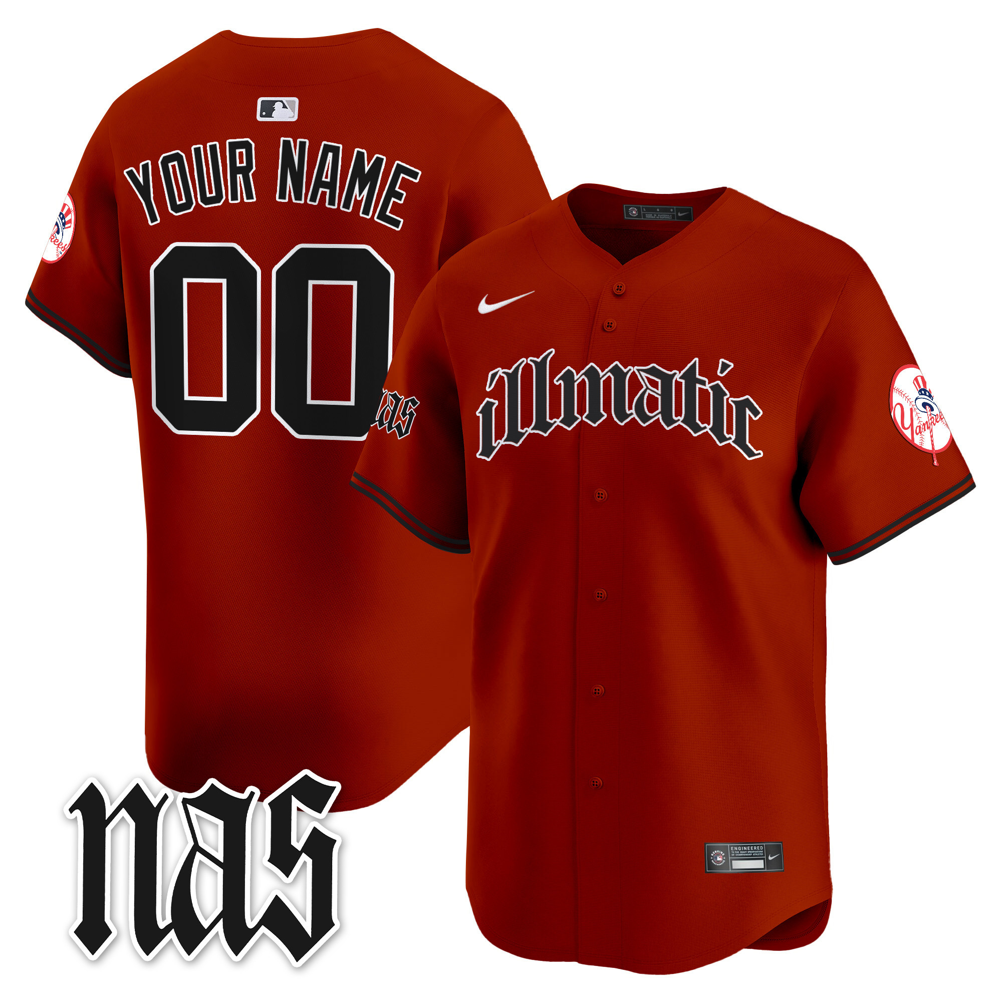 Men New York Yankees Nas Illmatic Vapor Premier Limited Custom Illmatic Jersey - All Stitched
