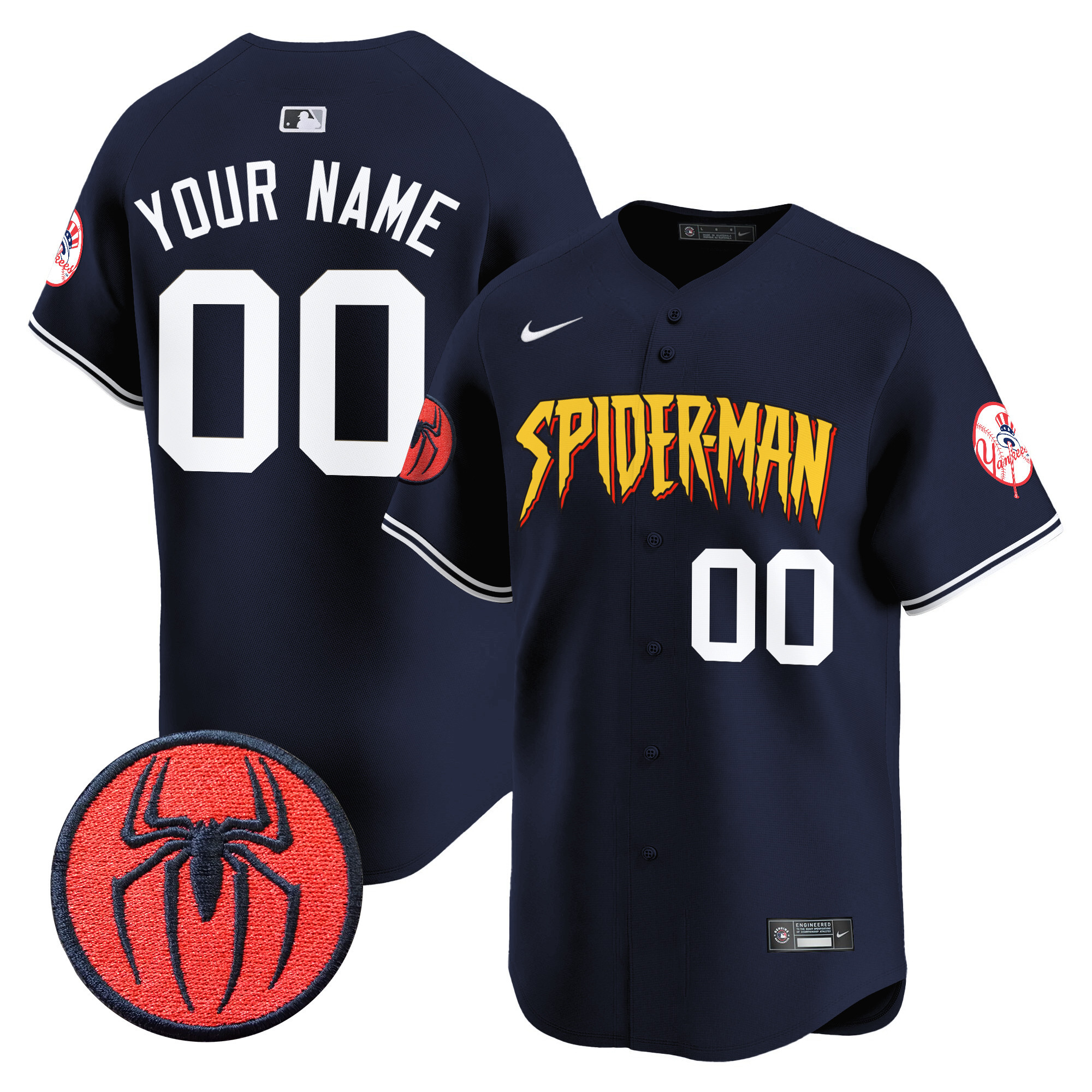 Men New York Yankees Spider-Man Vapor Premier Limited Custom Alternate Jersey - All Stitched