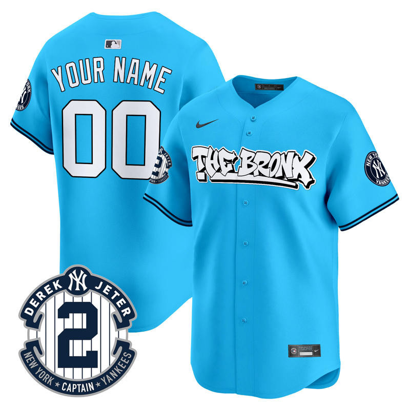 Men New York Yankees The Bronx Graffiti Vapor Premier Limited Custom Light Blue Jersey - All Stitched