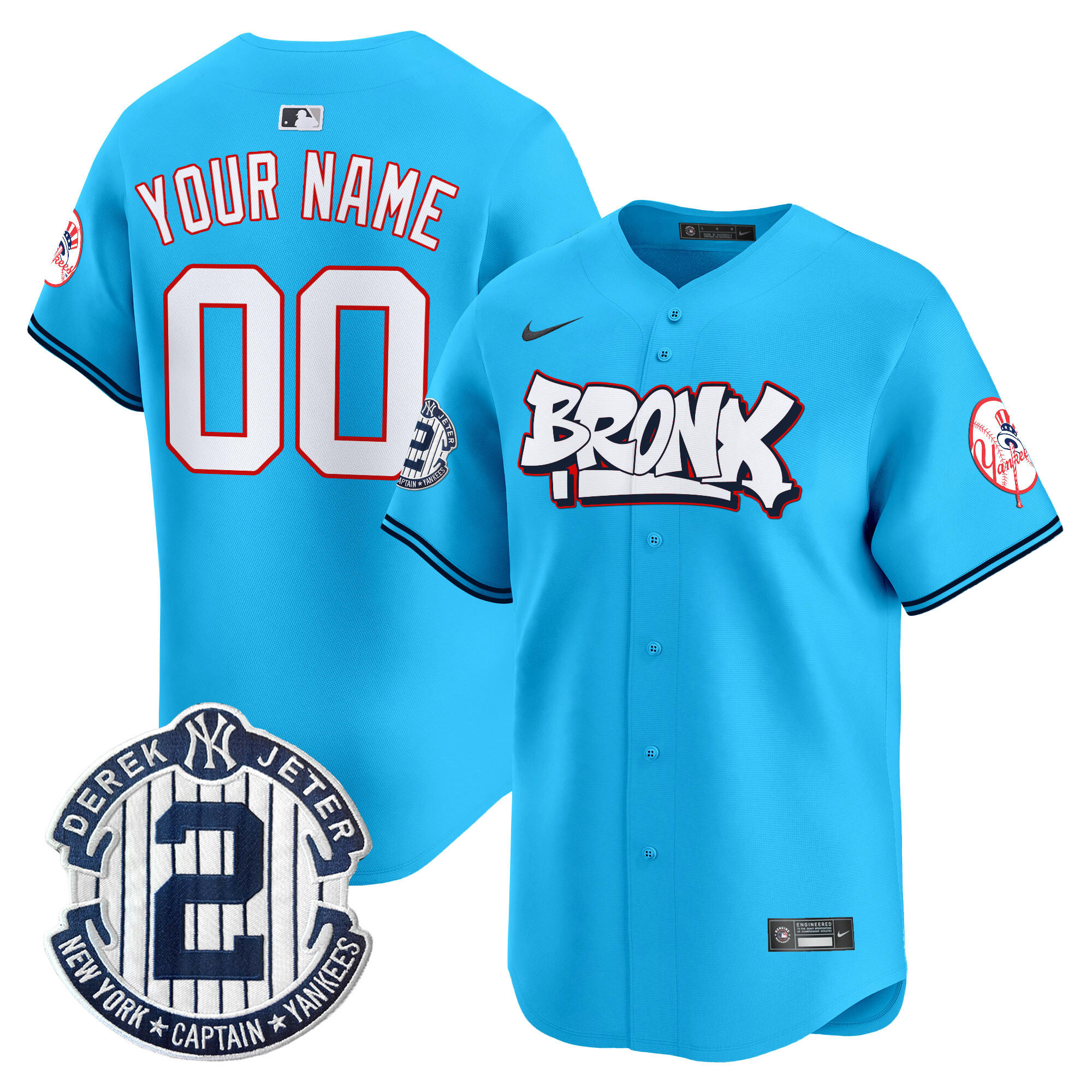 Men New York Yankees The Bronx Graffiti Vapor Premier Limited Custom Light Blue Jersey V4 - All Stitched