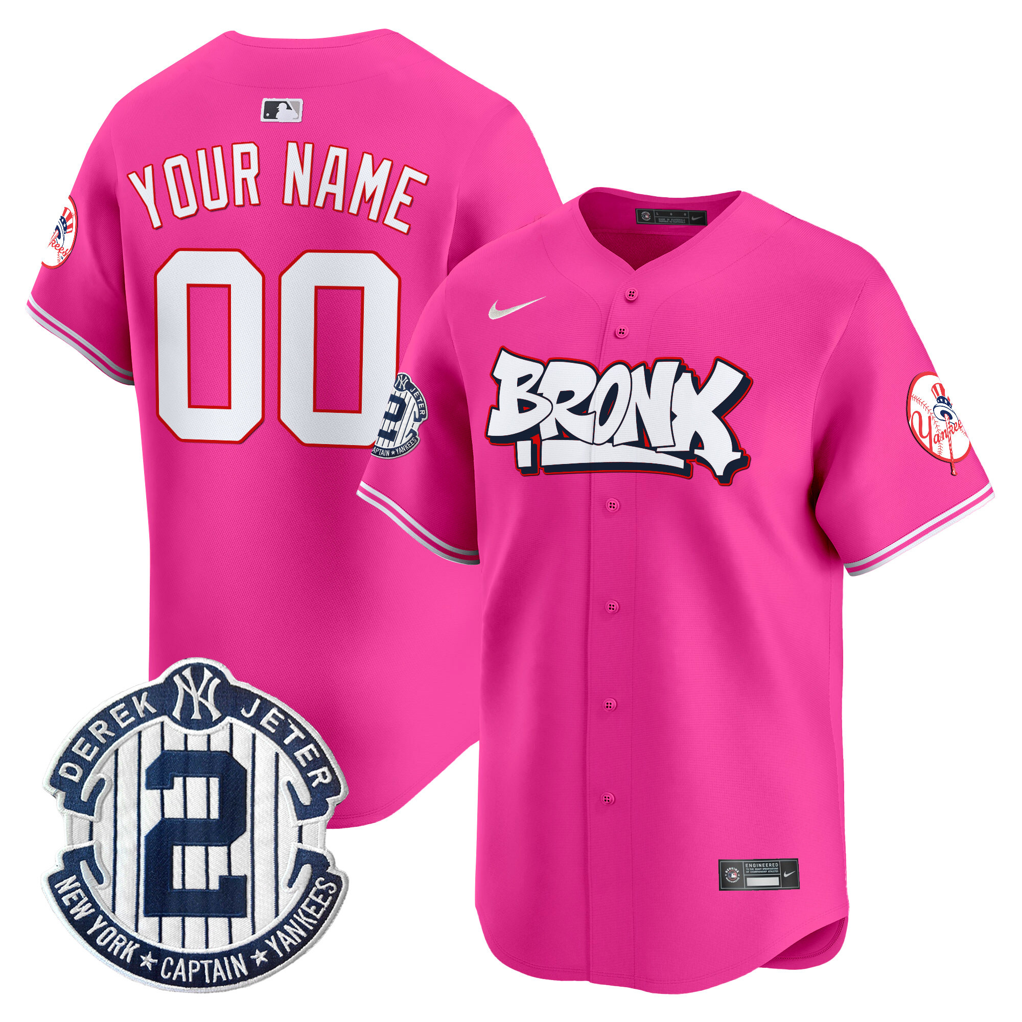Men New York Yankees The Bronx Graffiti Vapor Premier Limited Custom Pink Jersey V4 - All Stitched
