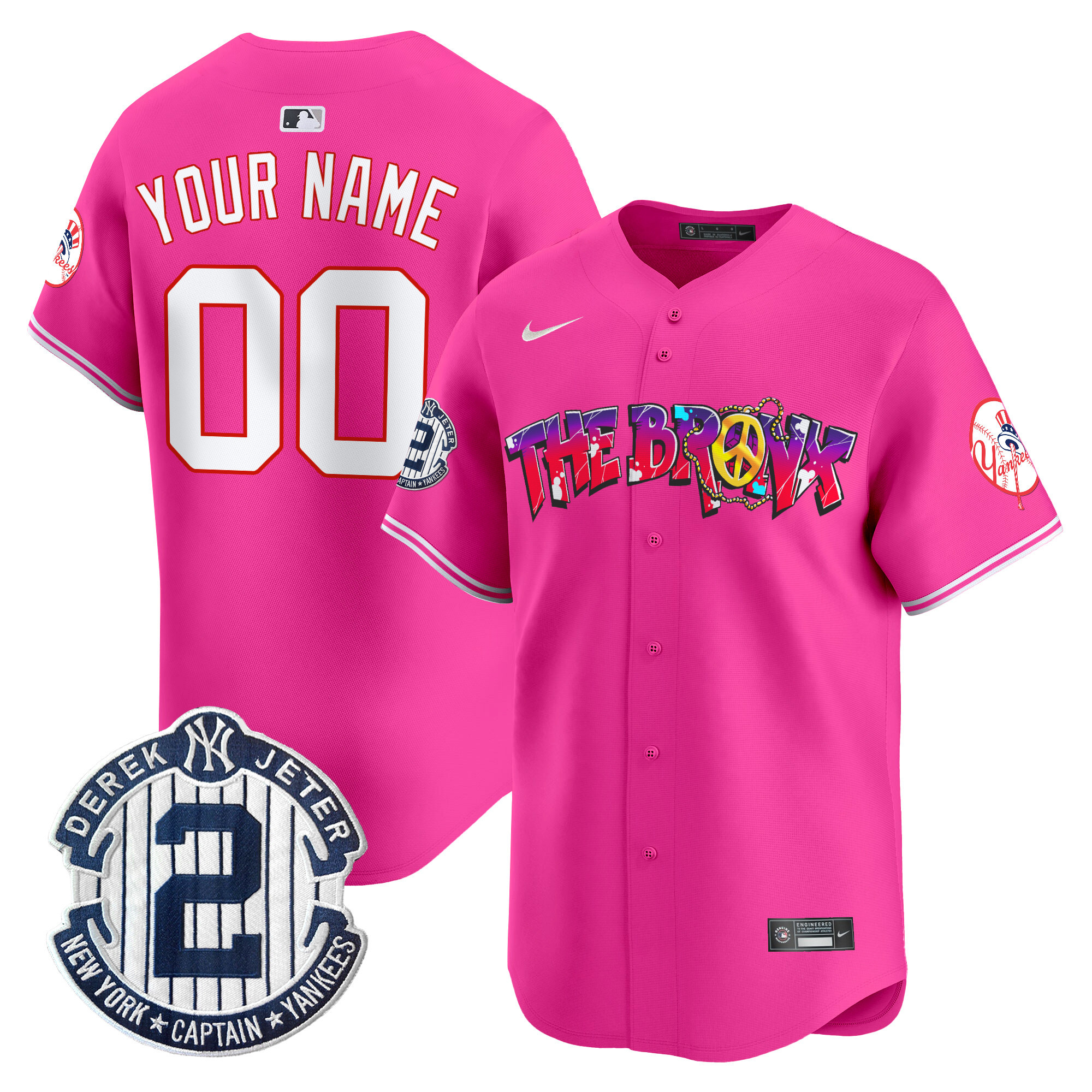 Men New York Yankees The Bronx Graffiti Vapor Premier Limited Custom Pink Jersey V7 - All Stitched