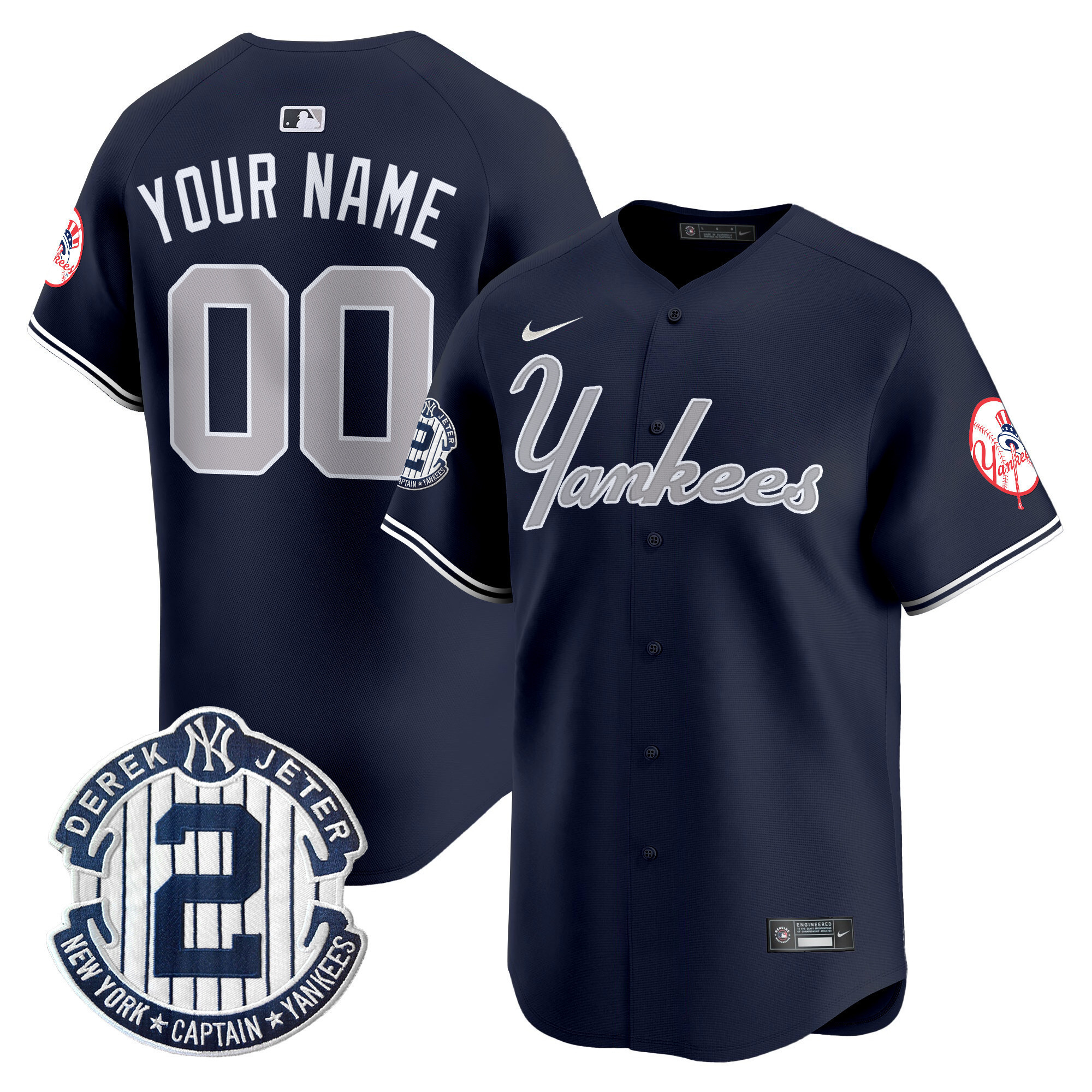 Men New York Yankees Throwback Vapor Premier Limited Custom Navy Jersey - All Stitched