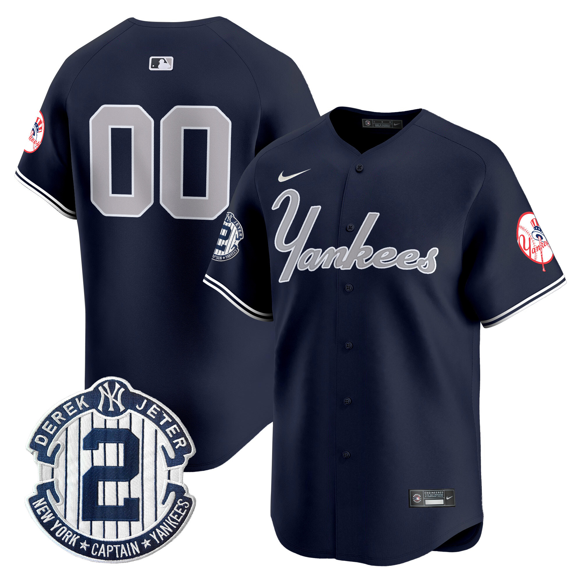 Men New York Yankees Throwback Vapor Premier Limited Custom Navy Jersey V2 - All Stitched