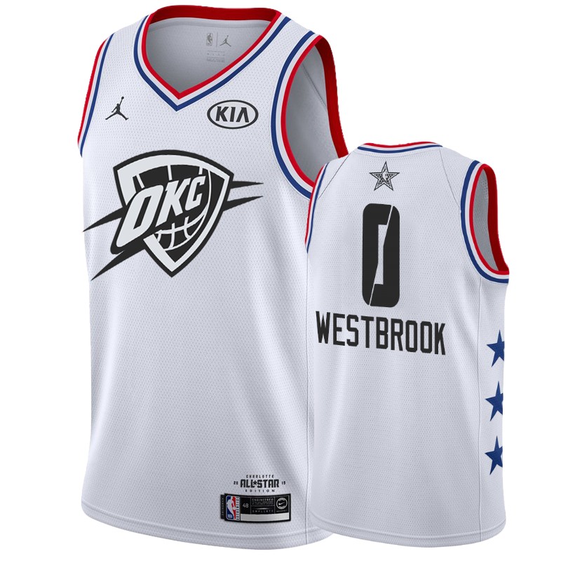 Men Oklahoma City Thunder #0 Russell Westbrook 2019 All-Star Game Finished Jersey - White