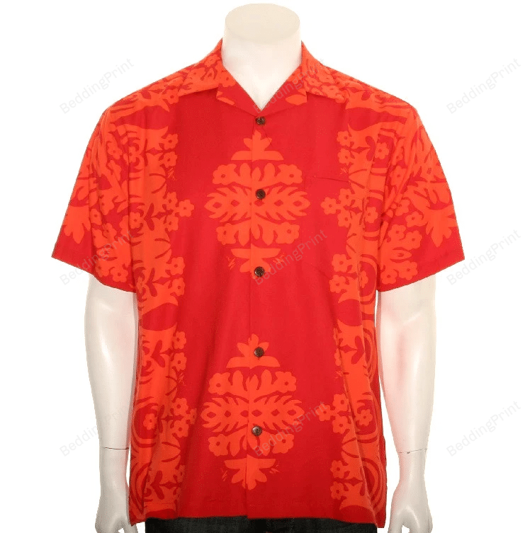 Men Orange Hawaiian Shirt