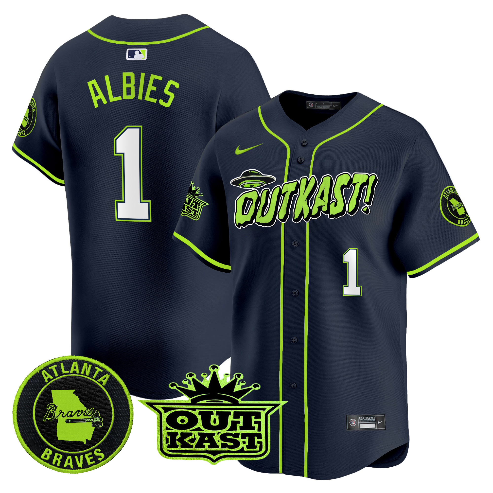 Men Ozzie Albies Atlanta Braves Atliens Vapor Premier Limited Jersey V3 - All Stitched