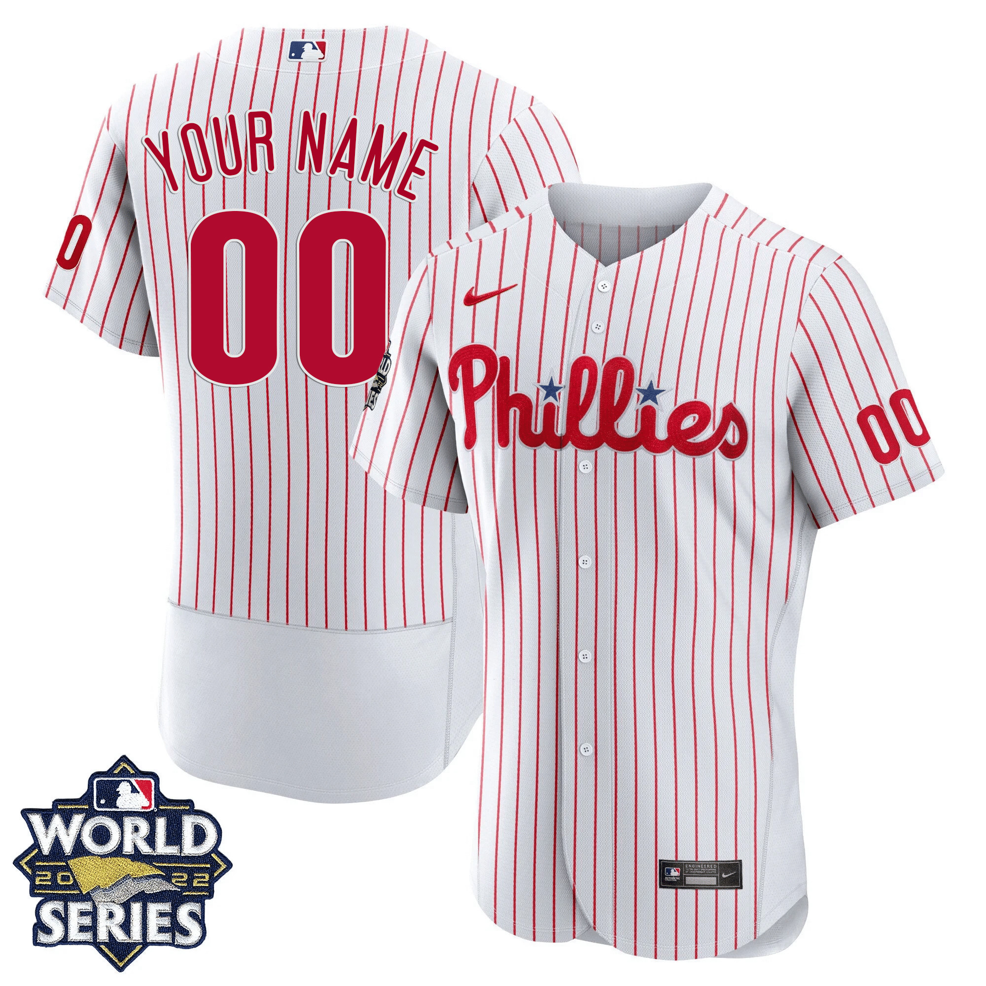 Men Philadelphia Phillies 2022 World Series Custom Flex Home Jersey - All Stitched