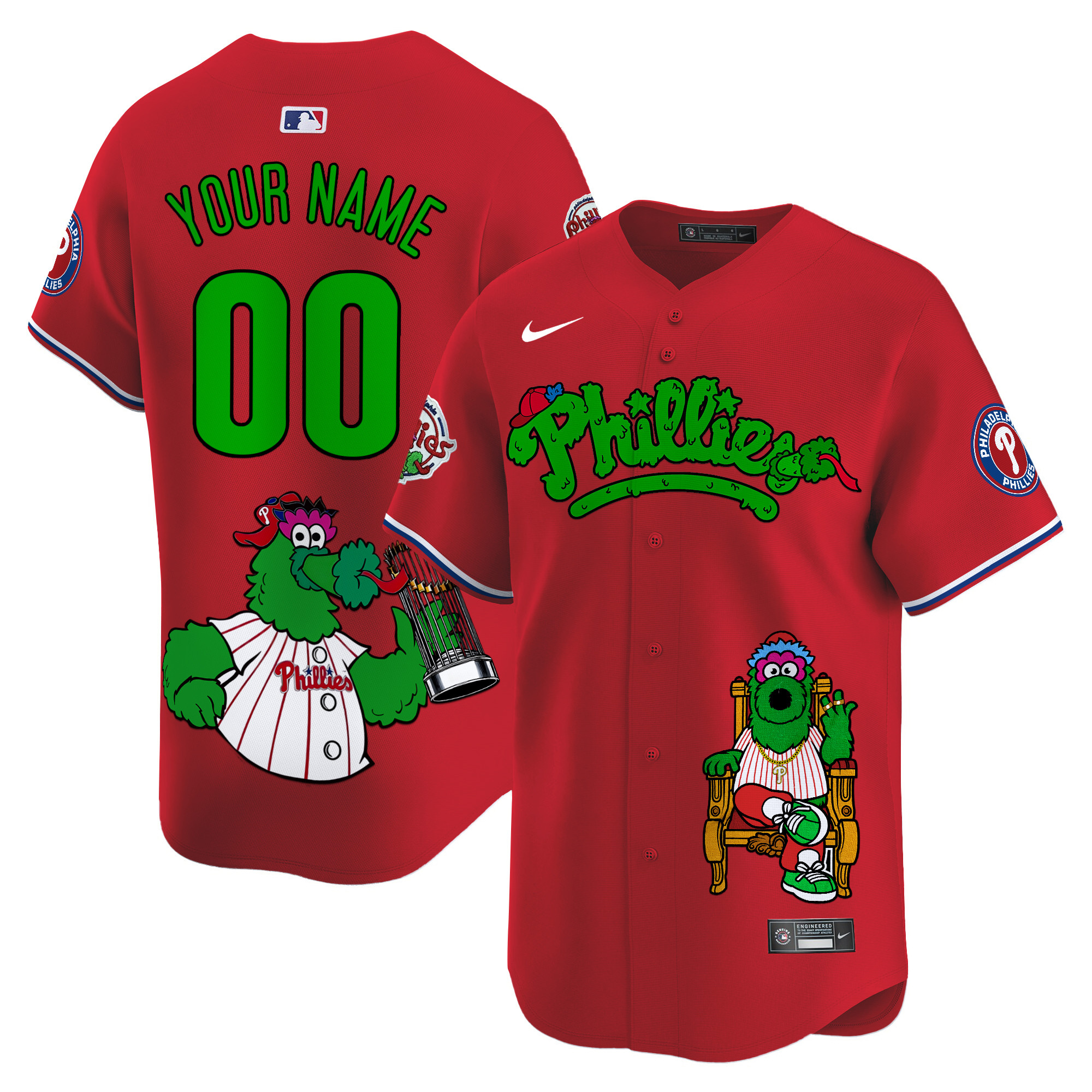 Men Philadelphia Phillies Phanatic Vapor Premier Limited Custom Red Jersey - Printed