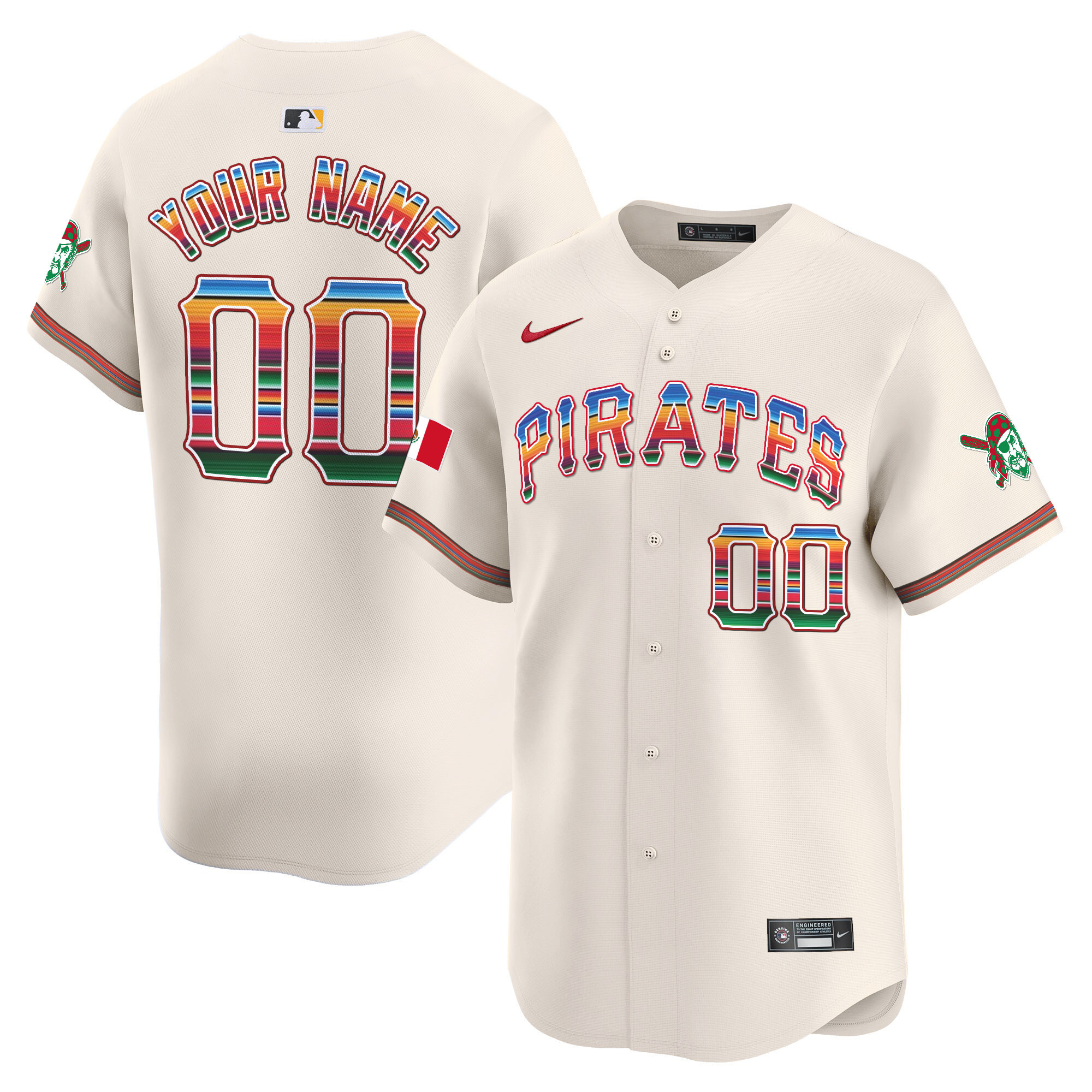 Men Pittsburgh Pirates Mexico Vapor Premier Limited Custom Cream Jersey - All Stitched