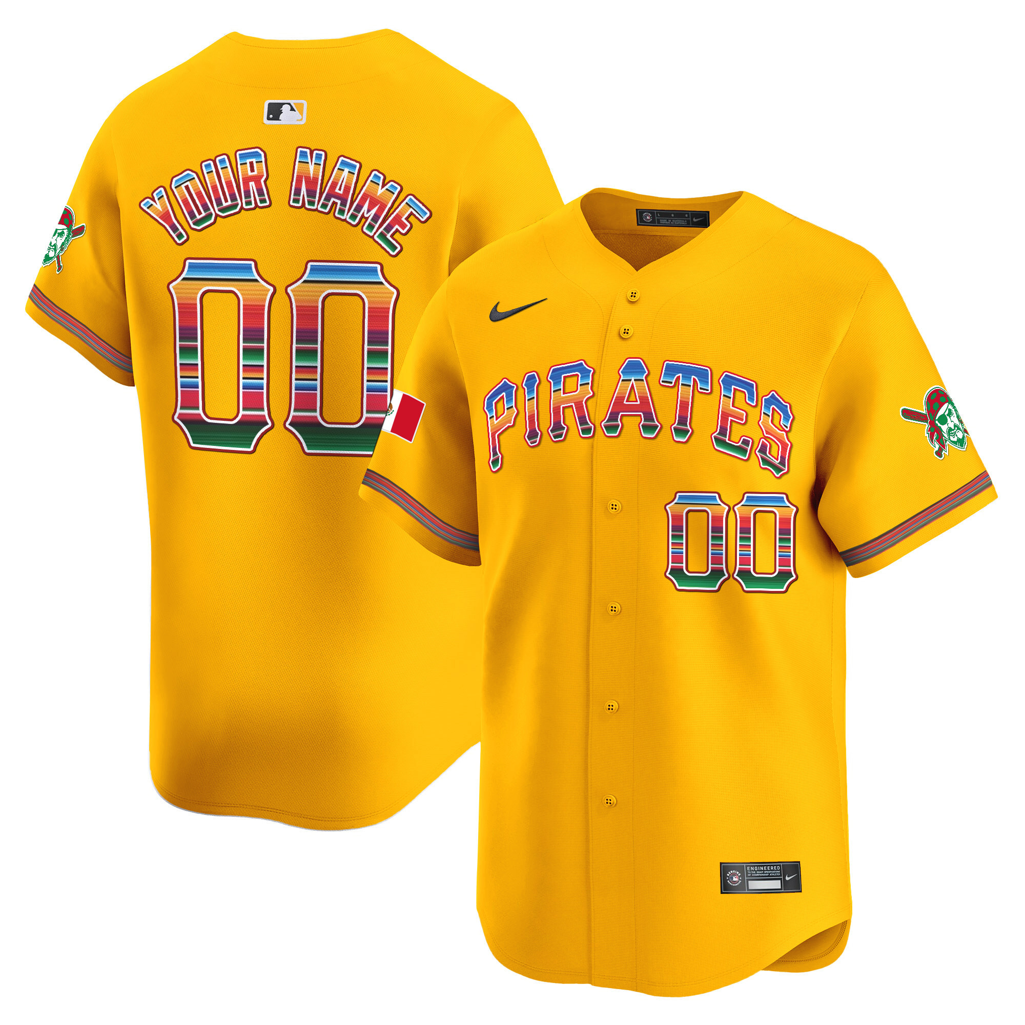 Men Pittsburgh Pirates Mexico Vapor Premier Limited Custom Gold Jersey - All Stitched