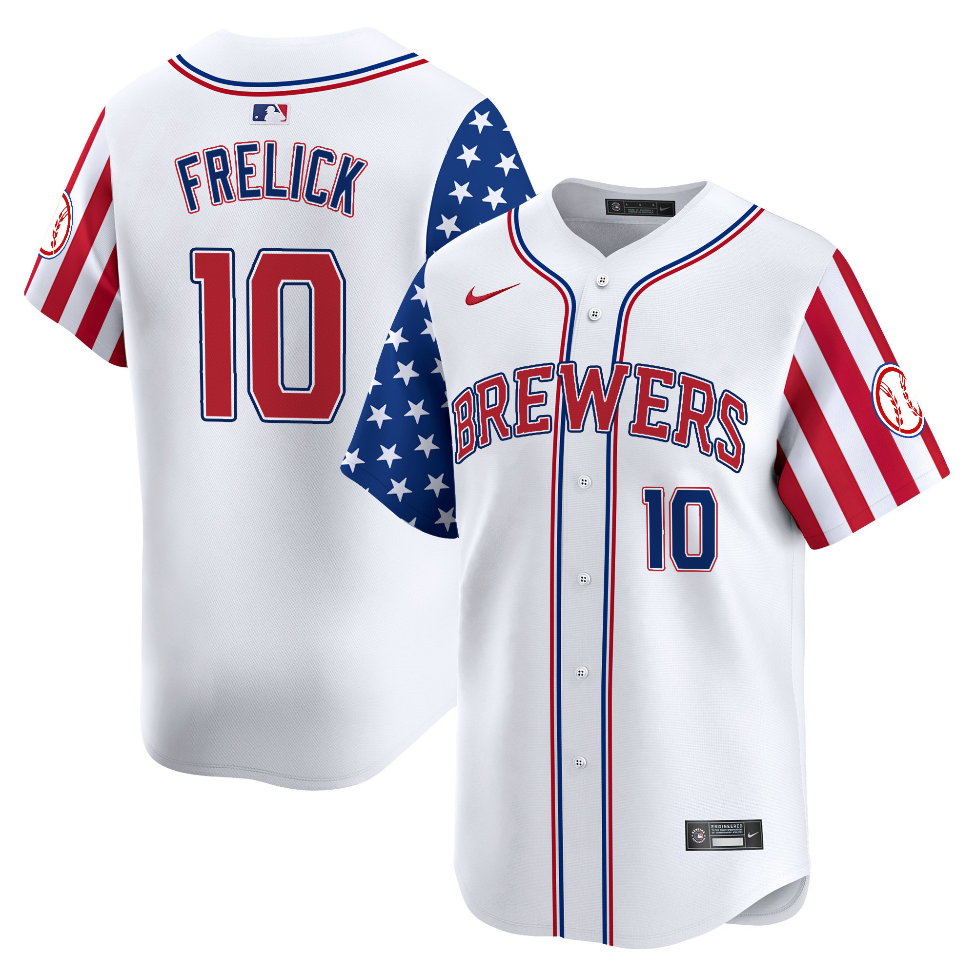 Men Sal Frelick Milwaukee Brewers 2024 Independence Day Vapor Premier Limited Jersey - All Stitched