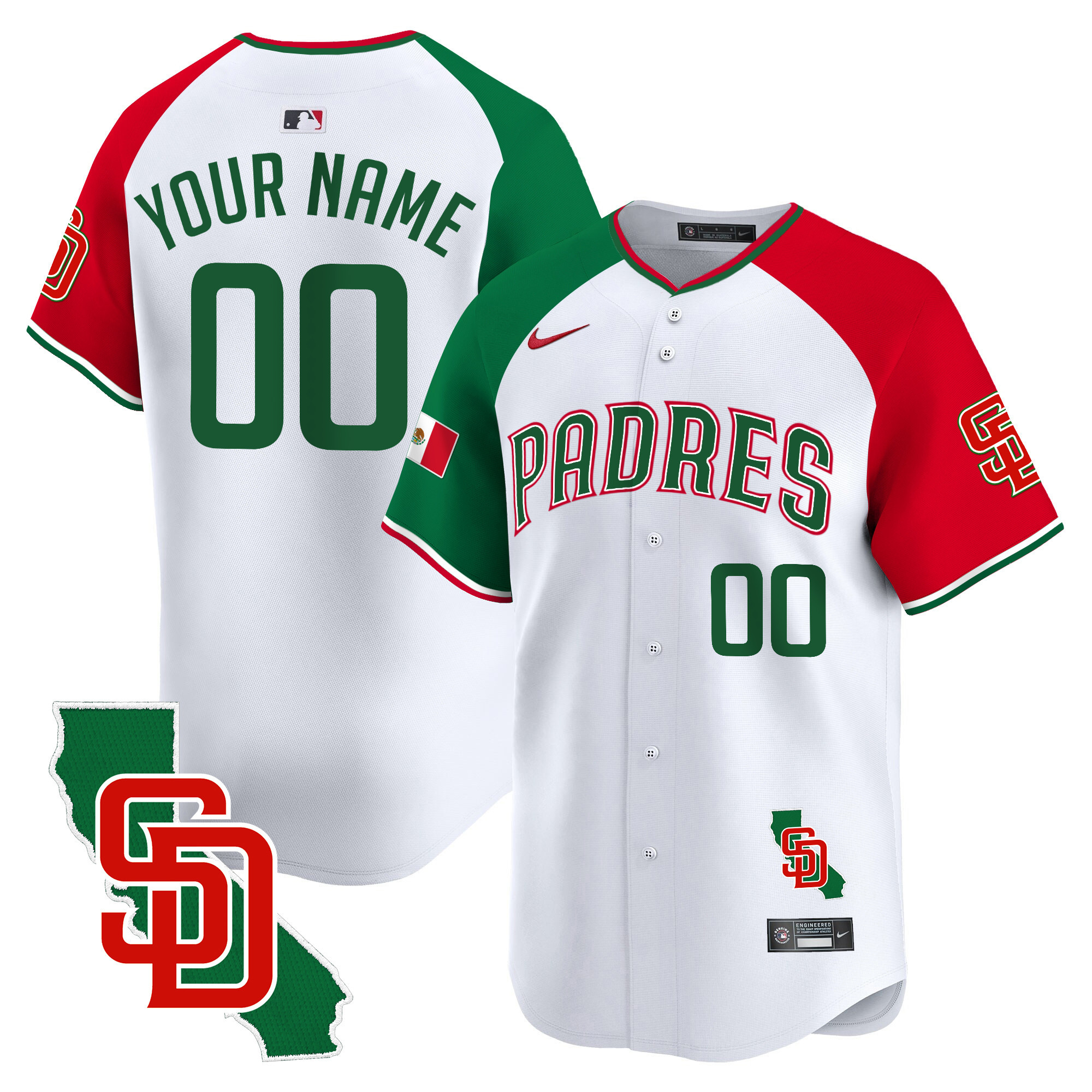 Men San Diego Padres Mexico California Patch Vapor Premier Limited Custom Alternate Jersey V5 ñ All Stitched