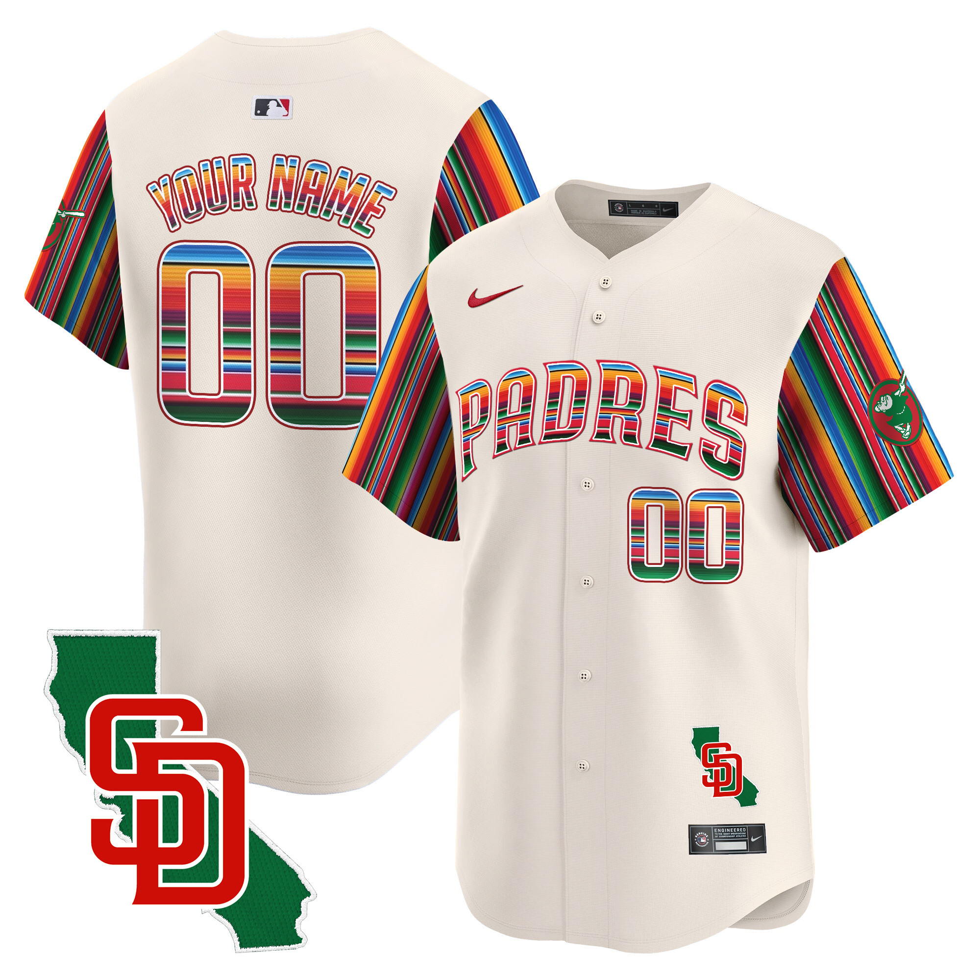 Men San Diego Padres Mexico California Patch Vapor Premier Limited Custom Cream Jersey V6 ñ All Stitched