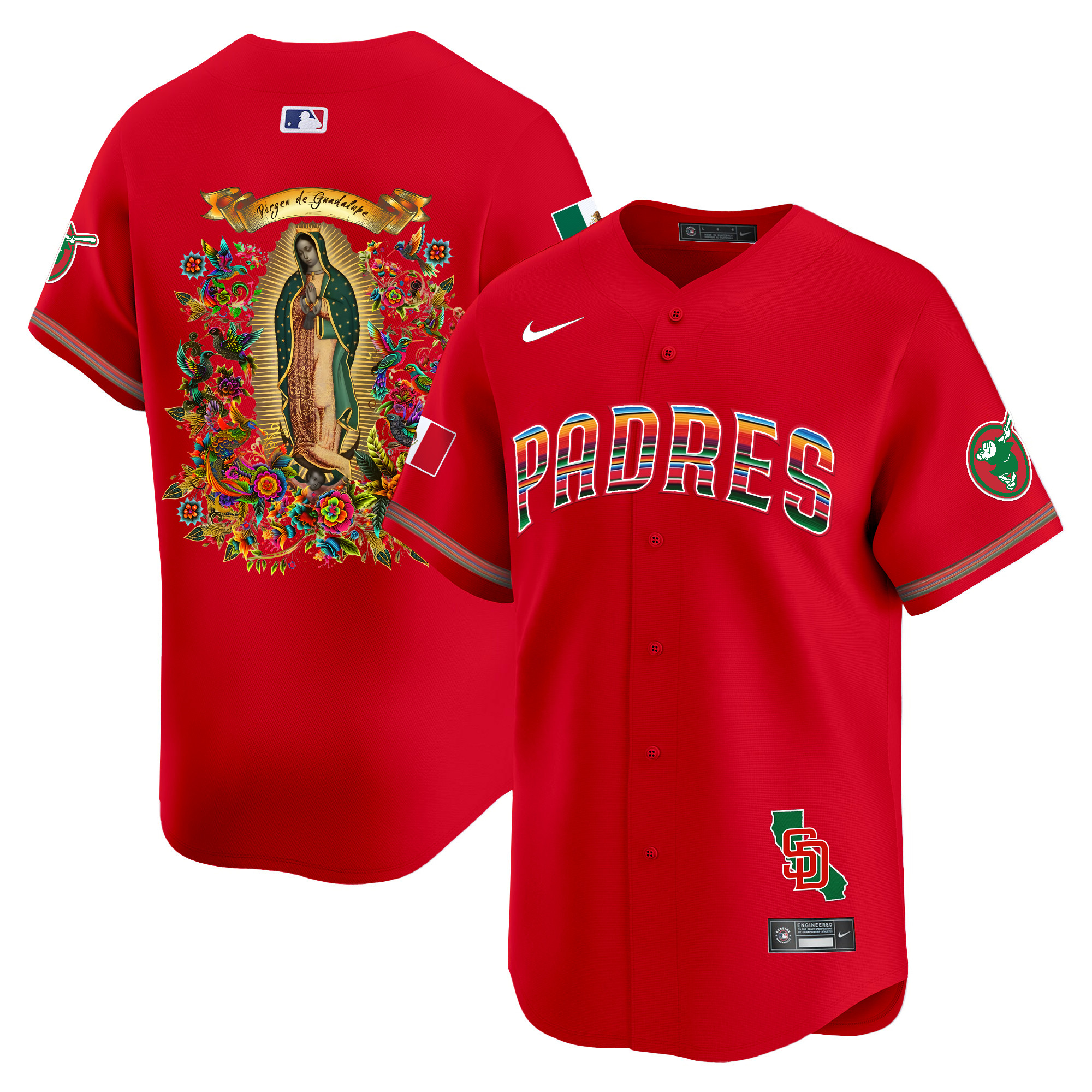 Men San Diego Padres Mexico Guadalupe Vapor Premier Limited Red Jersey - Printed