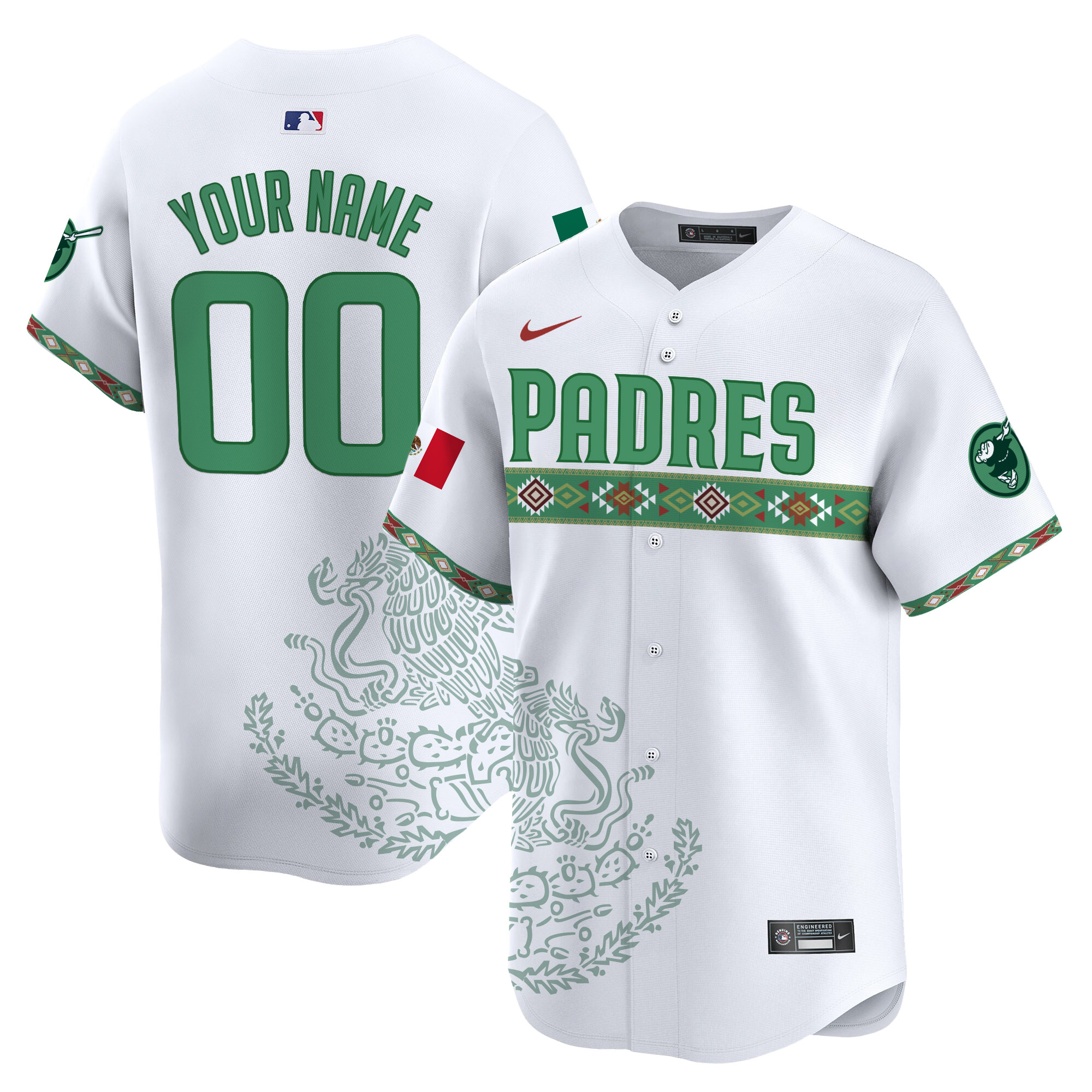 Men San Diego Padres Mexico Vapor Premier Limited Custom White Jersey - Printed
