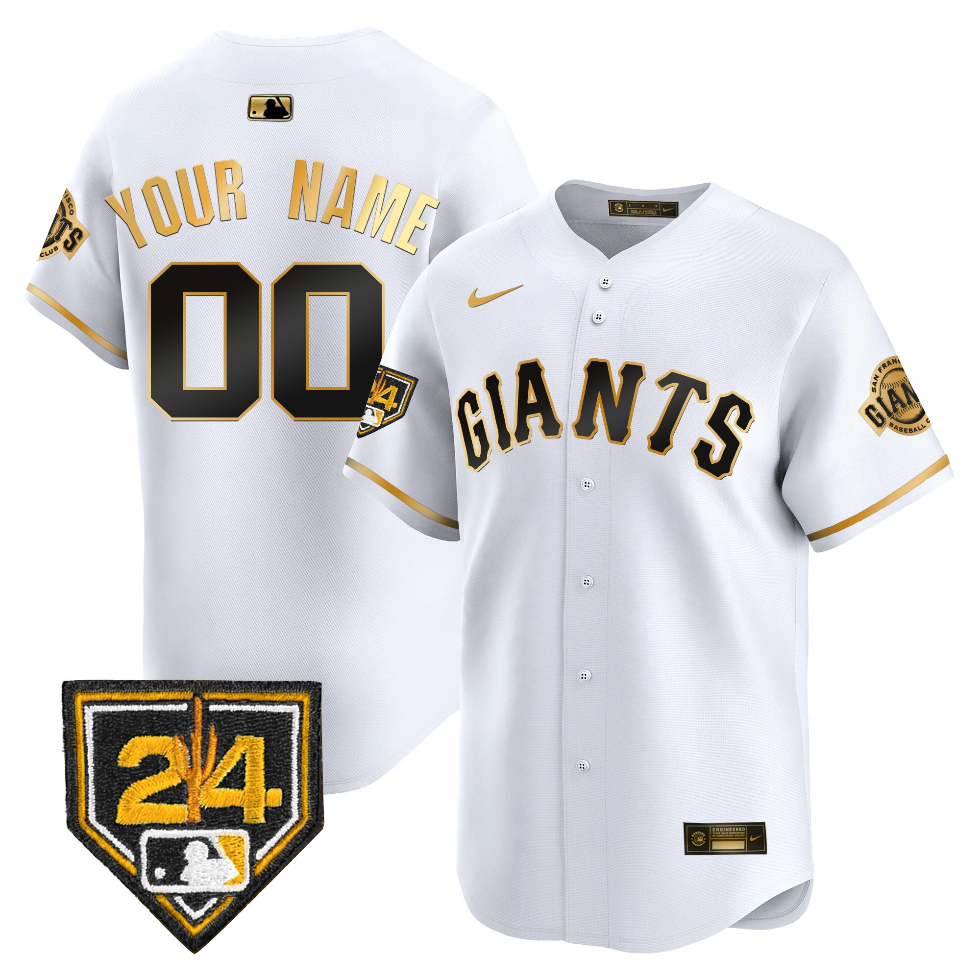 Men San Francisco Giants 2024 Spring Training Vapor Premier Limited Custom White Gold Jersey - All Stitched
